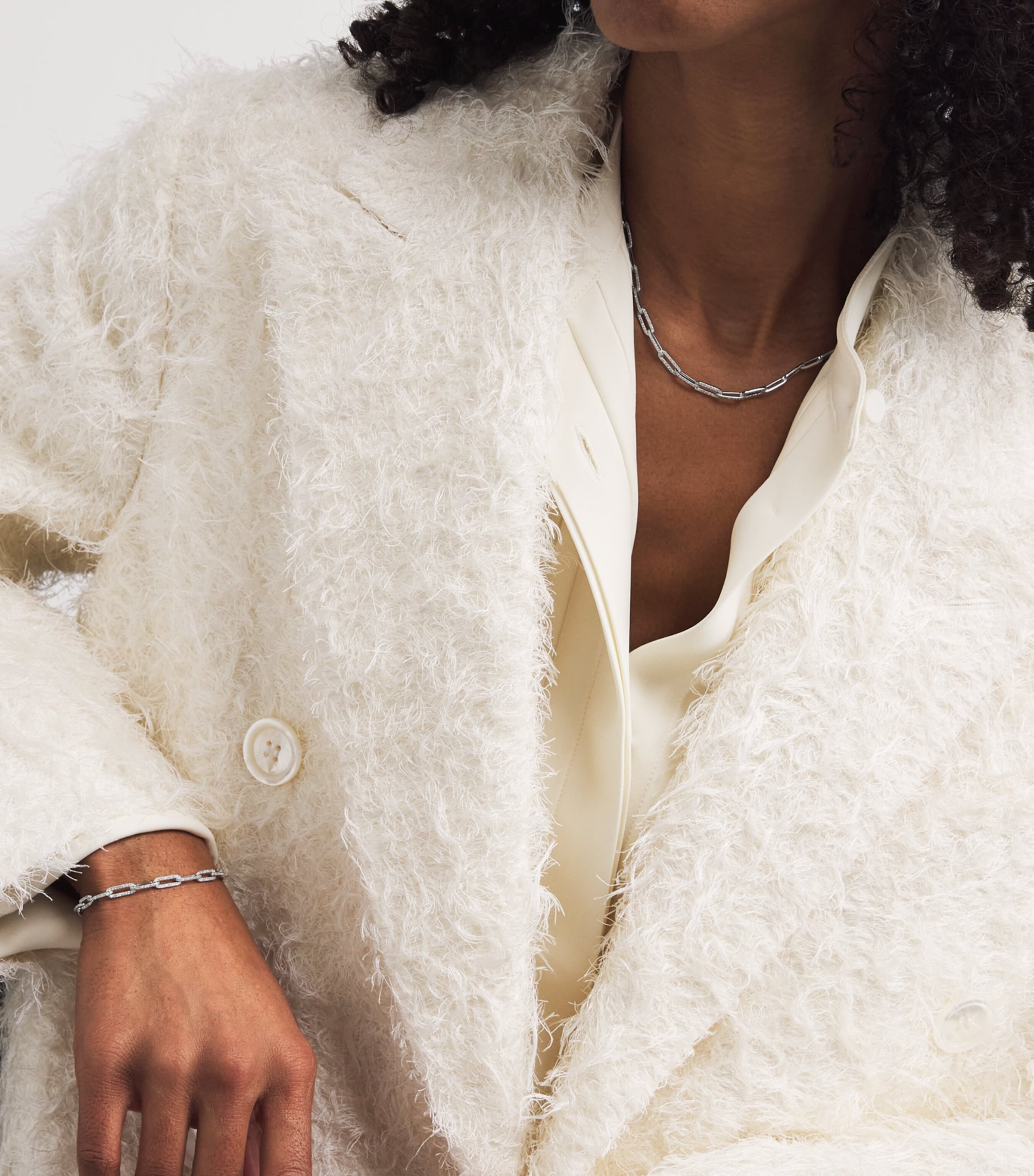 White Gold and Diamond Pavé Link Bracelet WHITE GOLD Image 5