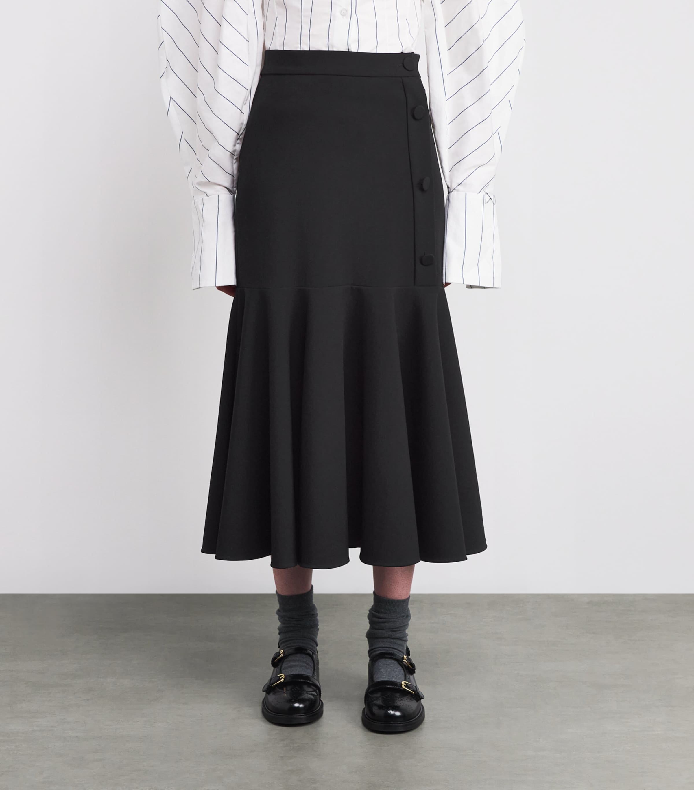 Ruffle-Trim Maxi Skirt BLACK Image 3