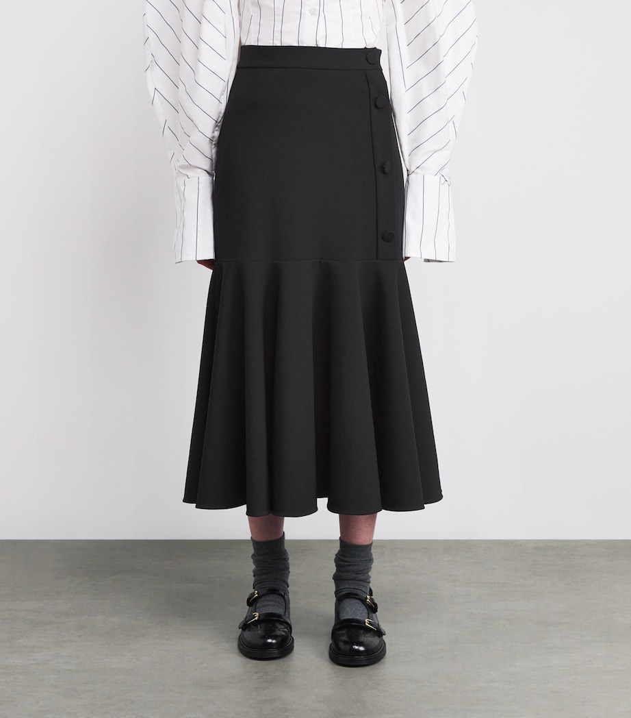 Ruffle-Trim Maxi Skirt BLACK Image 3