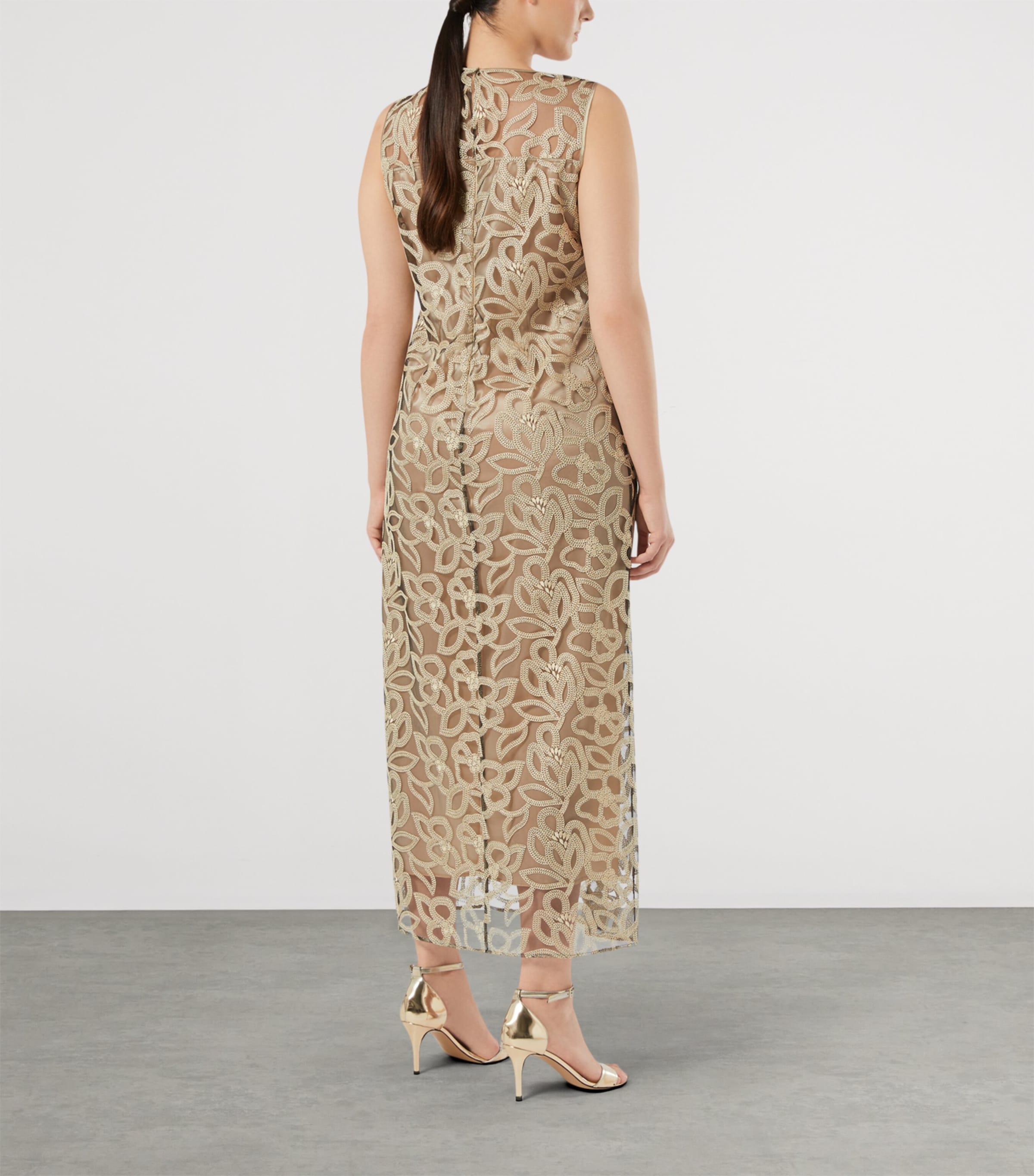 Marina Rinaldi Womens Embroidered Tulle Maxi Dress Black Image 4
