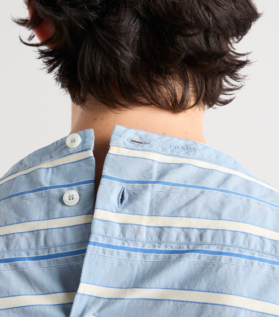 Prada Mens Cotton Stripe Shirt Light Blue Image 4