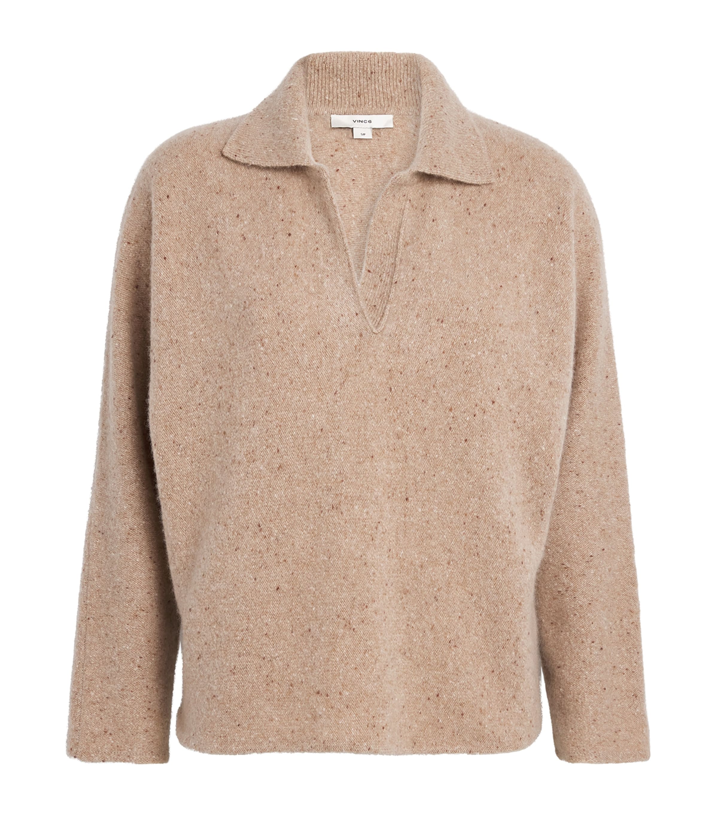 Vince Womens Donegal Dolman Polo Sweater H Oat Donegal Image 1