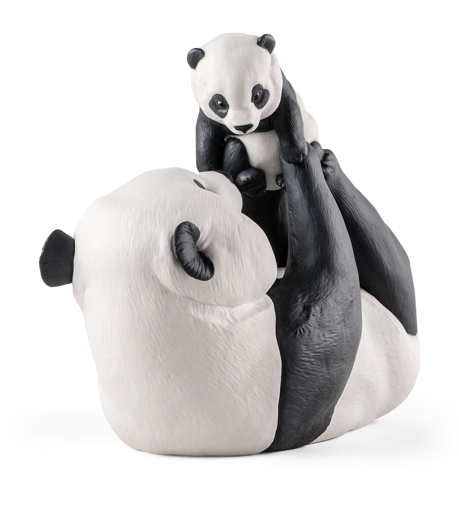 Porcelain Panda and Baby Sculpture BLACK & WHITE Image 5