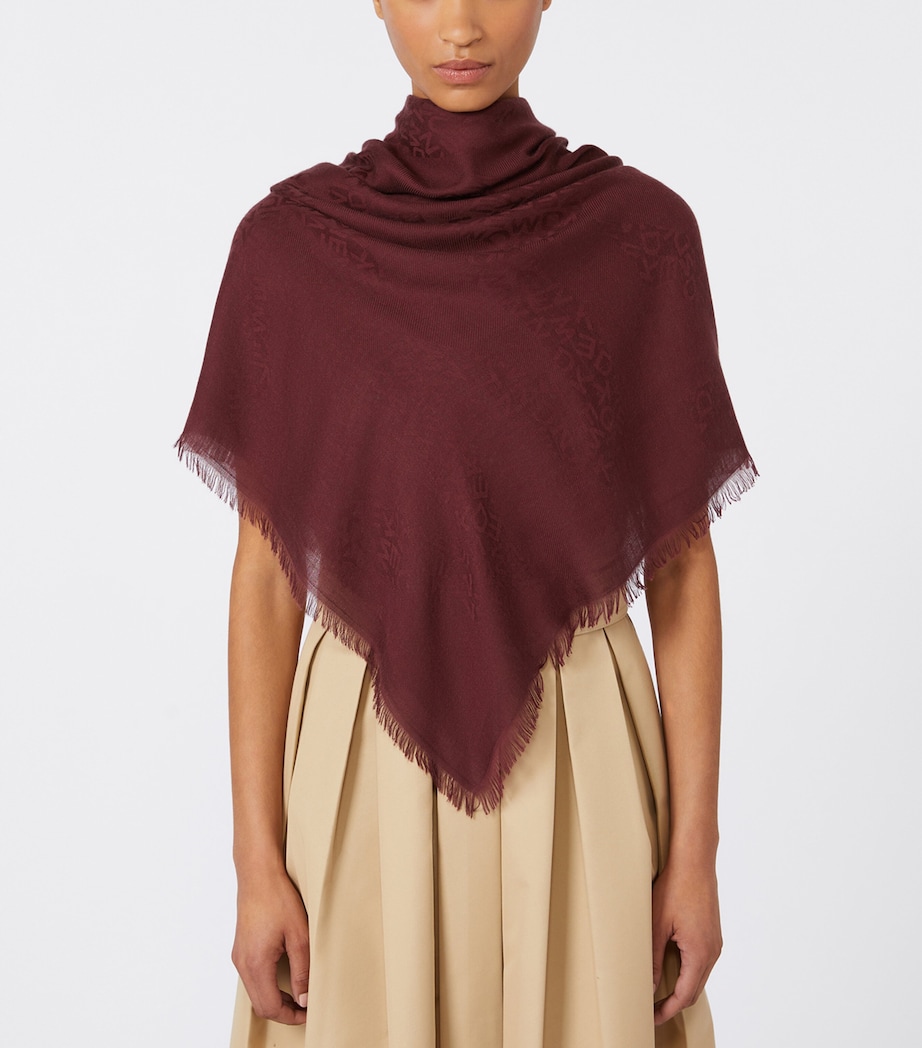 Weekend Max Mara Modal-Cashmere Logo Scarf Bordeaux Image 2
