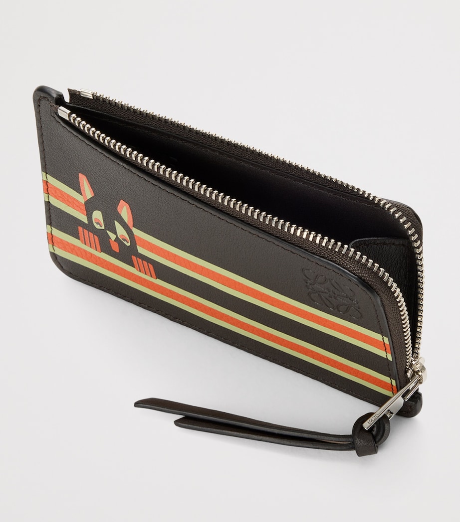 x Louis Wain Leather Futurist Cat Card Holder DARK TAUPE/ORANGE Image 2