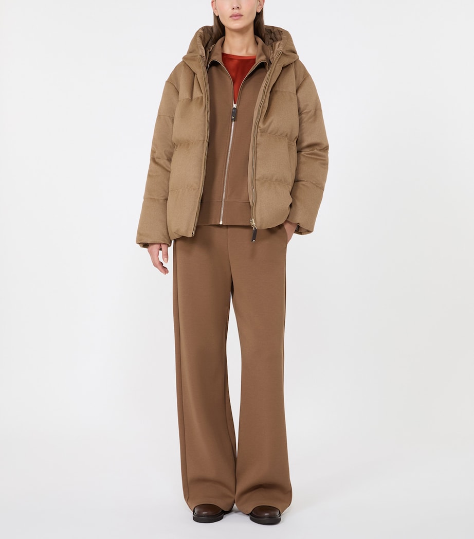Max Mara Womens Down Reversible Wool Puffer Jacket Camel Image 4