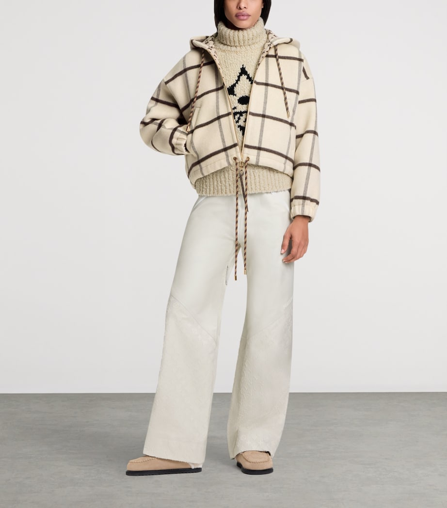 Wool-Blend Check Zip-Up Hoodie BEIGE Image 4