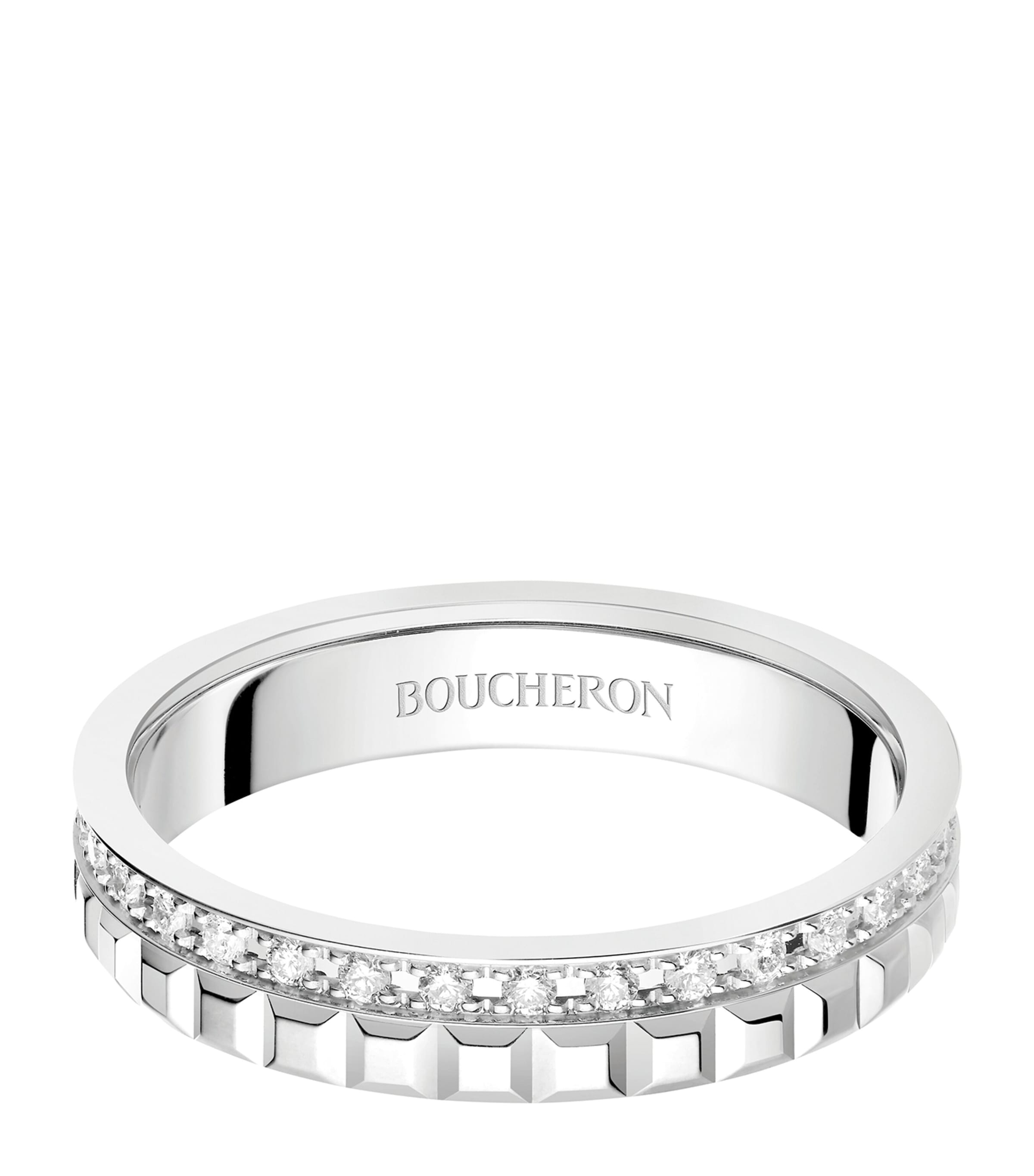Boucheron White Gold And Diamond Quatre Wedding Band In Metallic