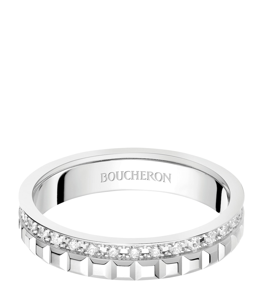 White Gold and Diamond Quatre Wedding Band WHITE Image 1