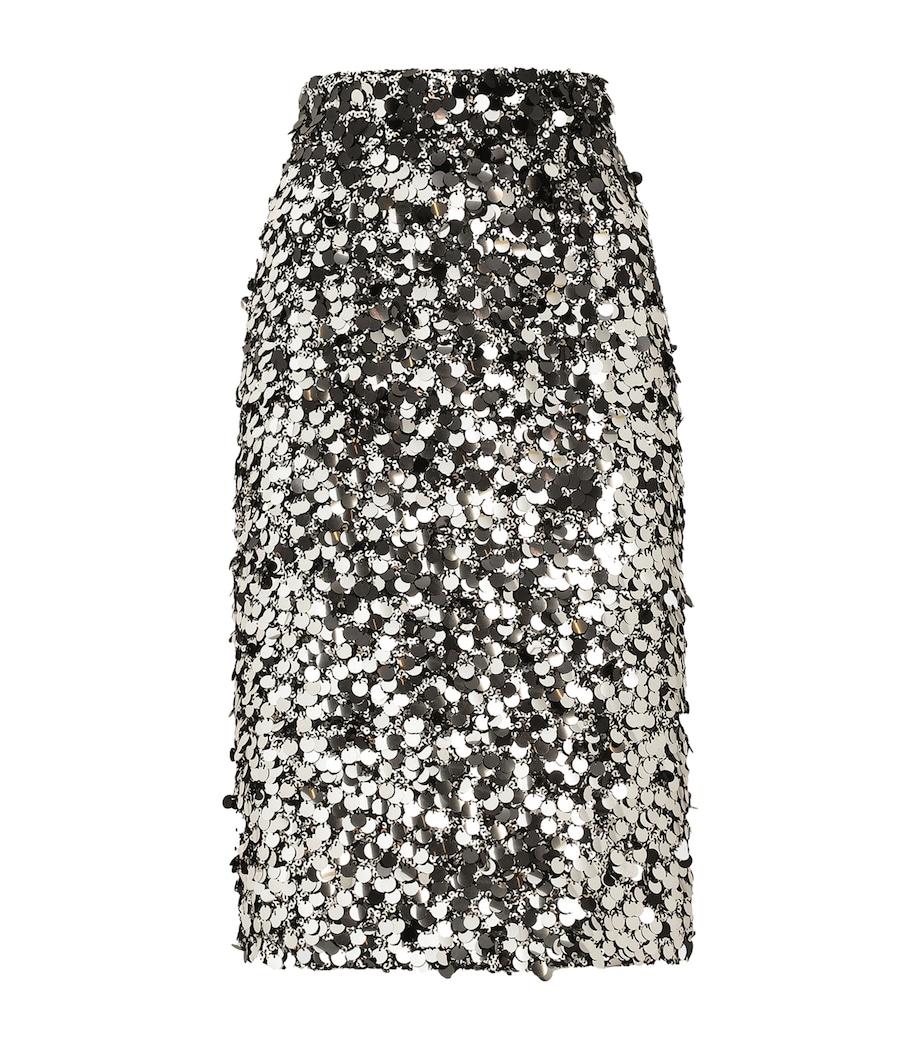 Embellished Sequin Midi Skirt S0998-SILVER Image 1