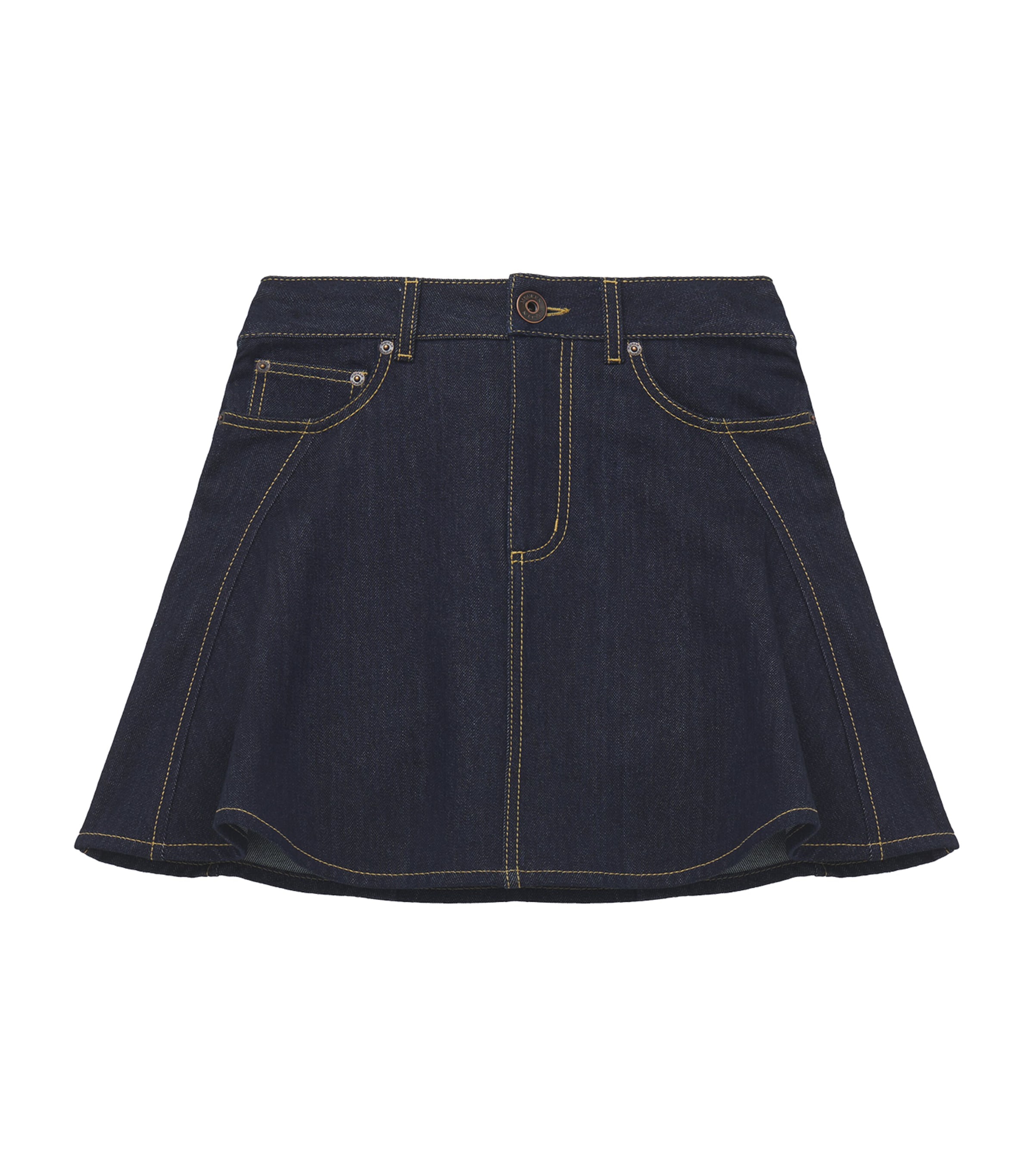 Alexander Mcqueen Flared Denim Mini Skirt In Blue