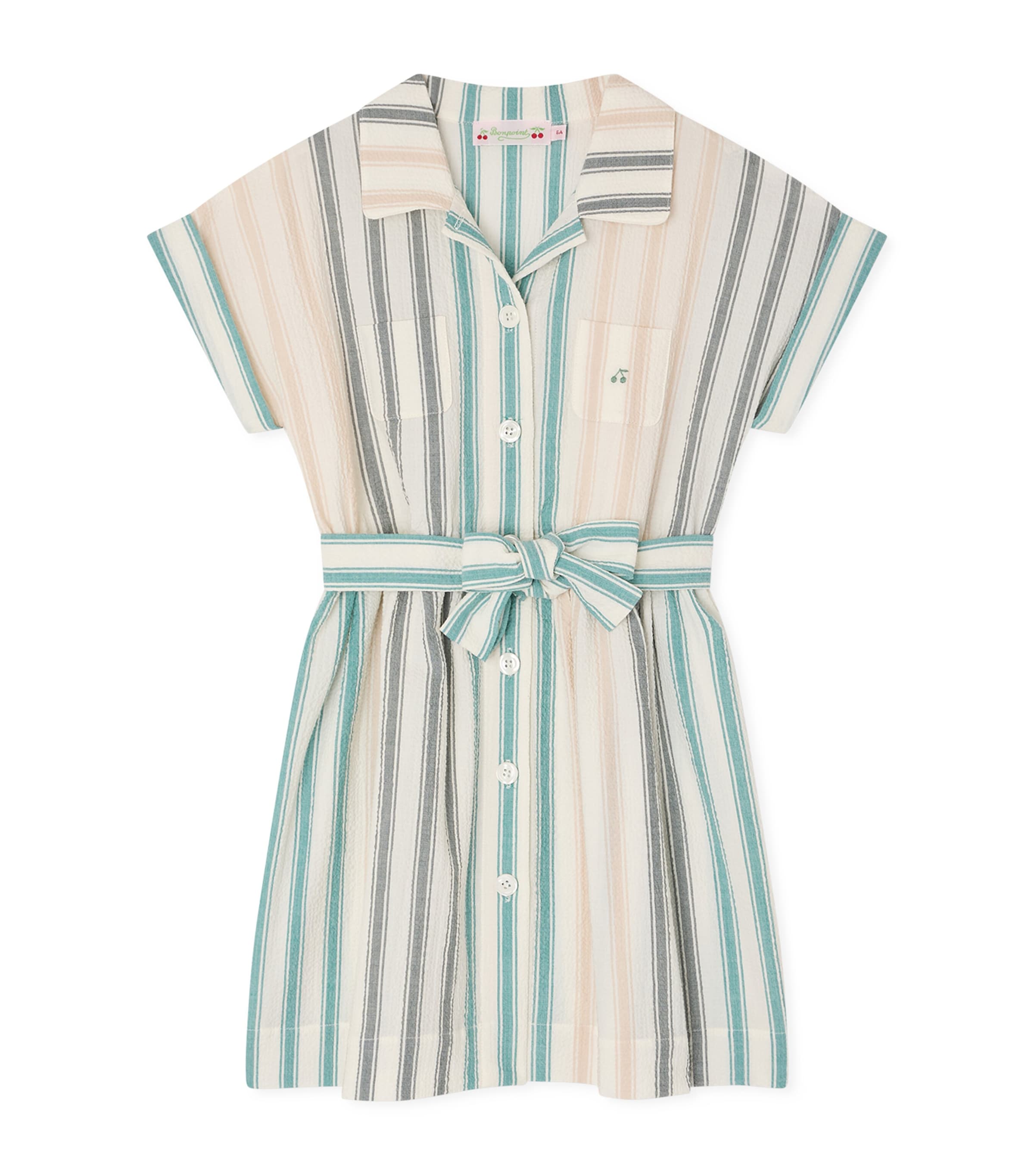 Bonpoint Cotton Stripe Shirt Dress (10-14 Years) Ra Multicolore Image 1