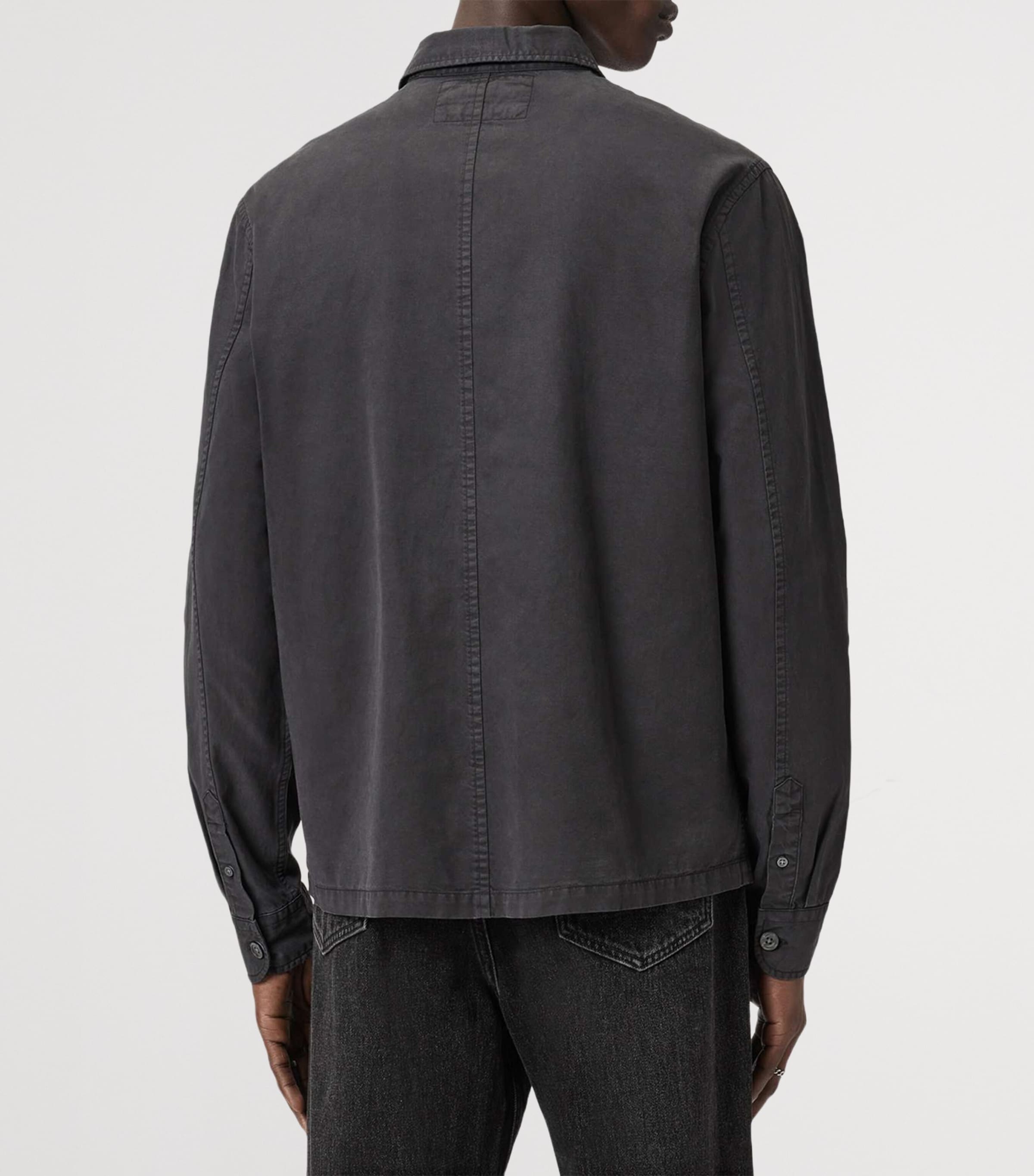 AllSaints Mens Organic Cotton-Blend Rohdi Overshirt Parma Blue Image 5