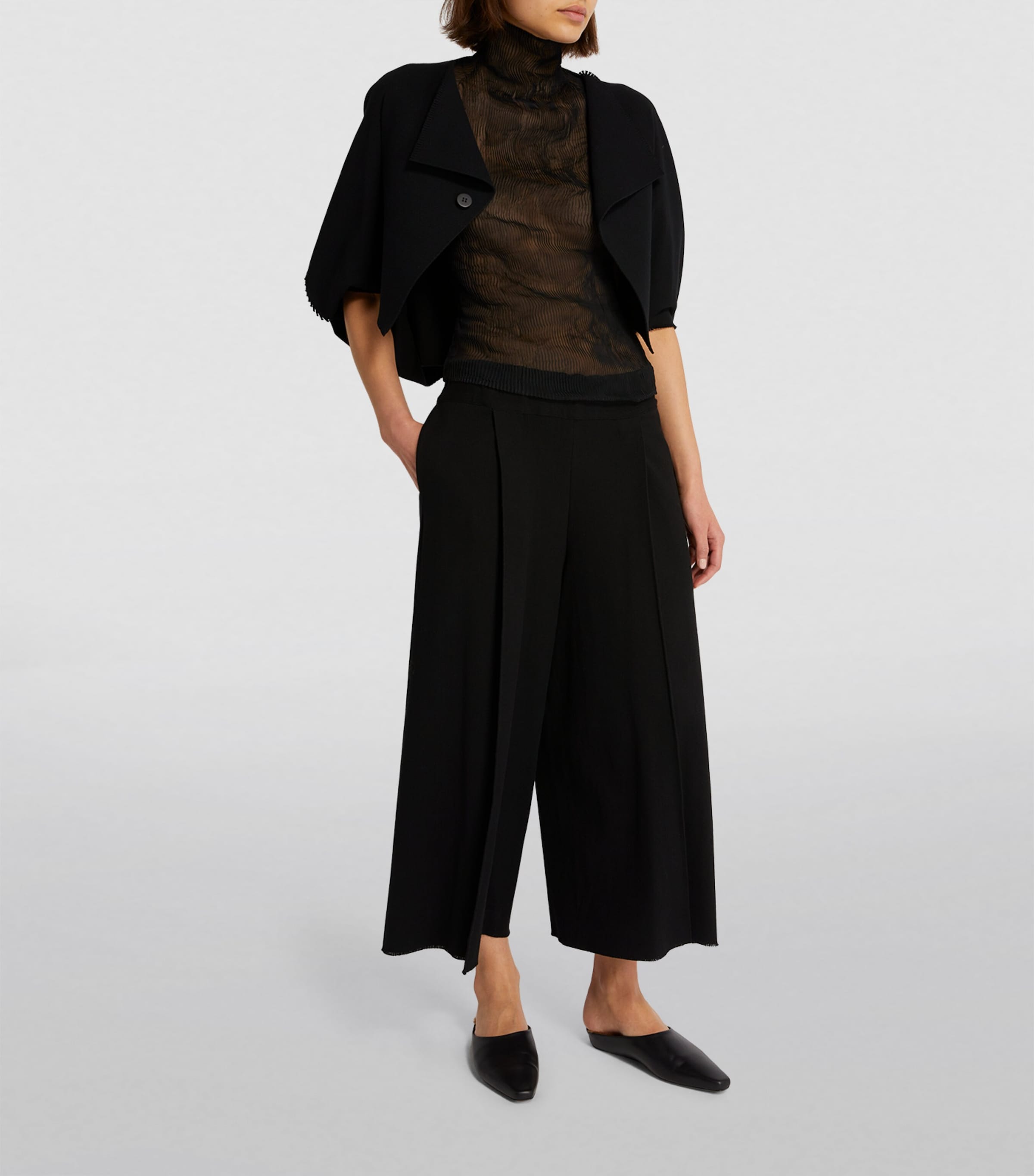 Issey Miyake Black Semi-Sheer Chiffon Twist Top | Harrods UK