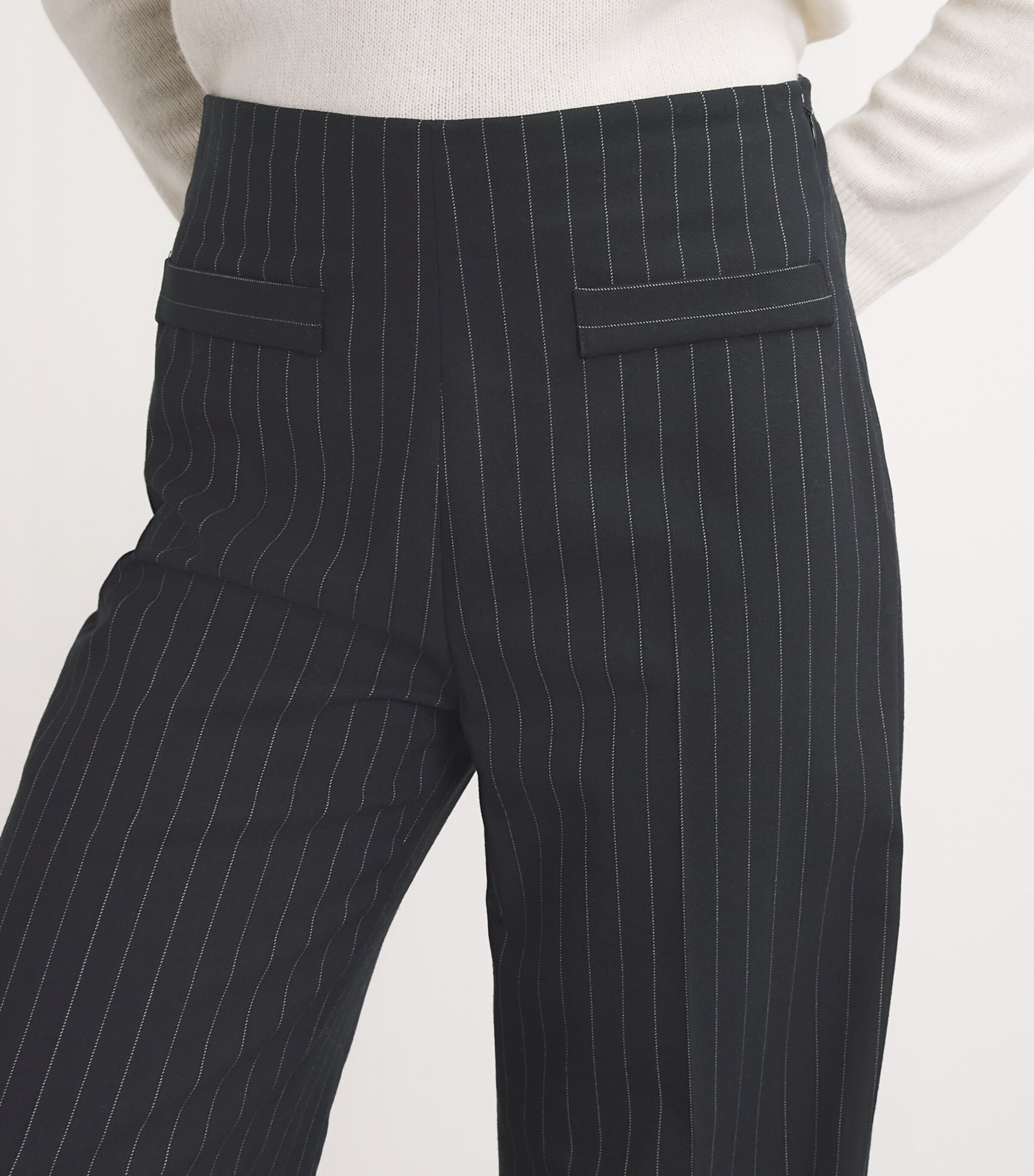 Sandro Paris Womens Pinstripe Wide-Leg Tailored Trousers Black Image 6