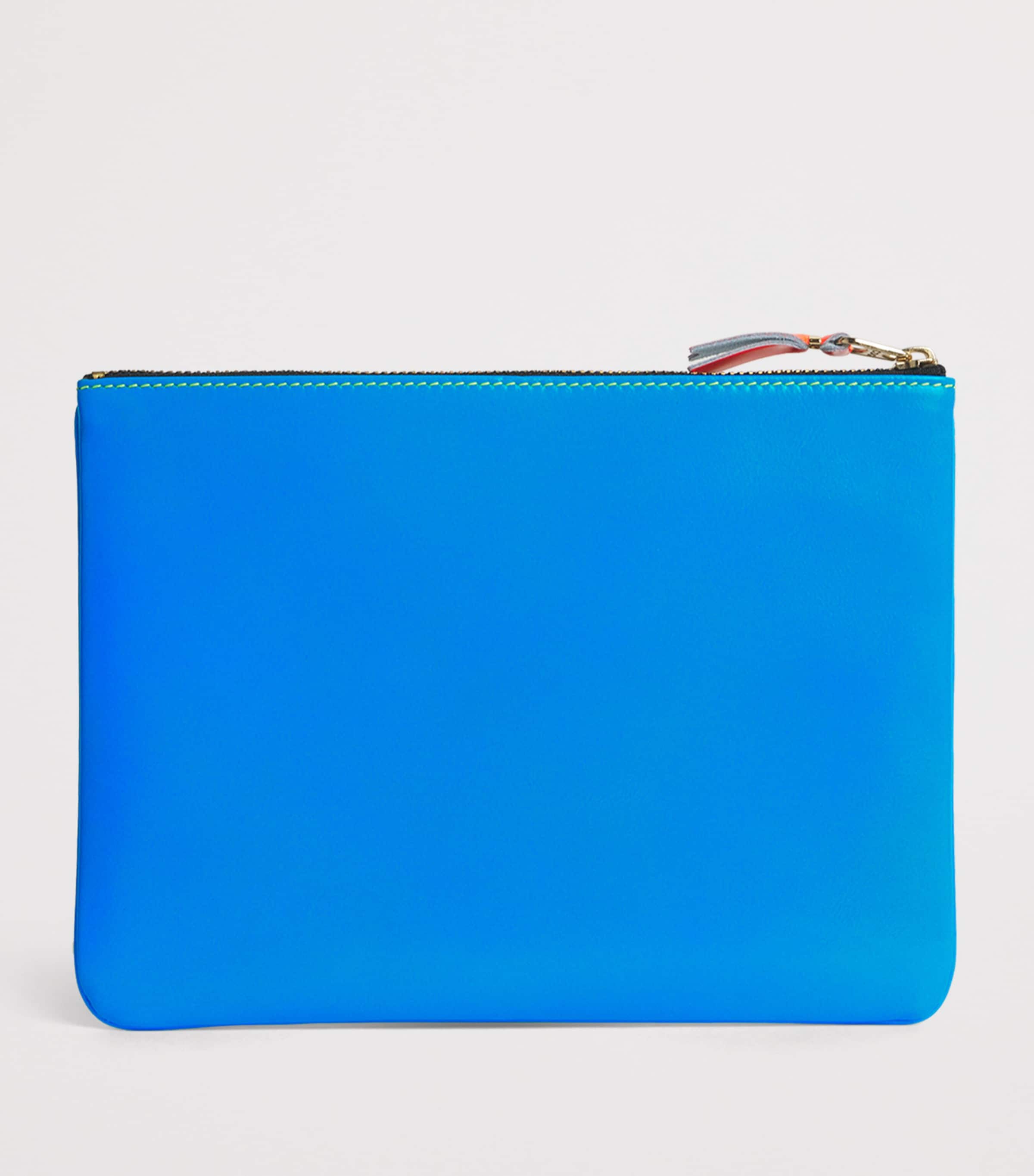 Comme Des Garçons Wallet Large Leather Super Fluo Pouch Blue/green Image 2