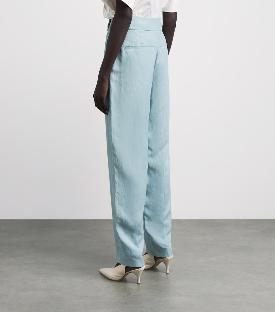 Joseph Womens Linen-Blend Aix Trousers Chambray Image 5