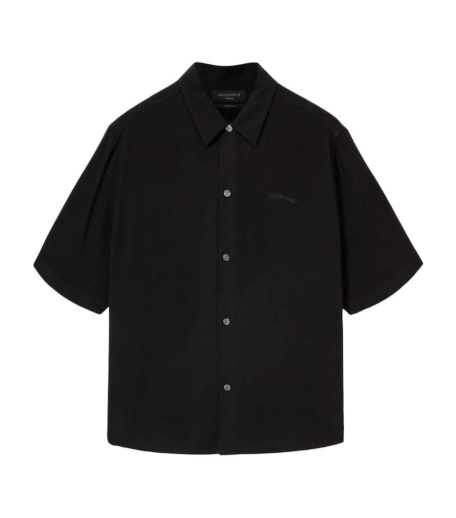 AllSaints Mens Baron Short-Sleeve Shirt Jet Black Image 1