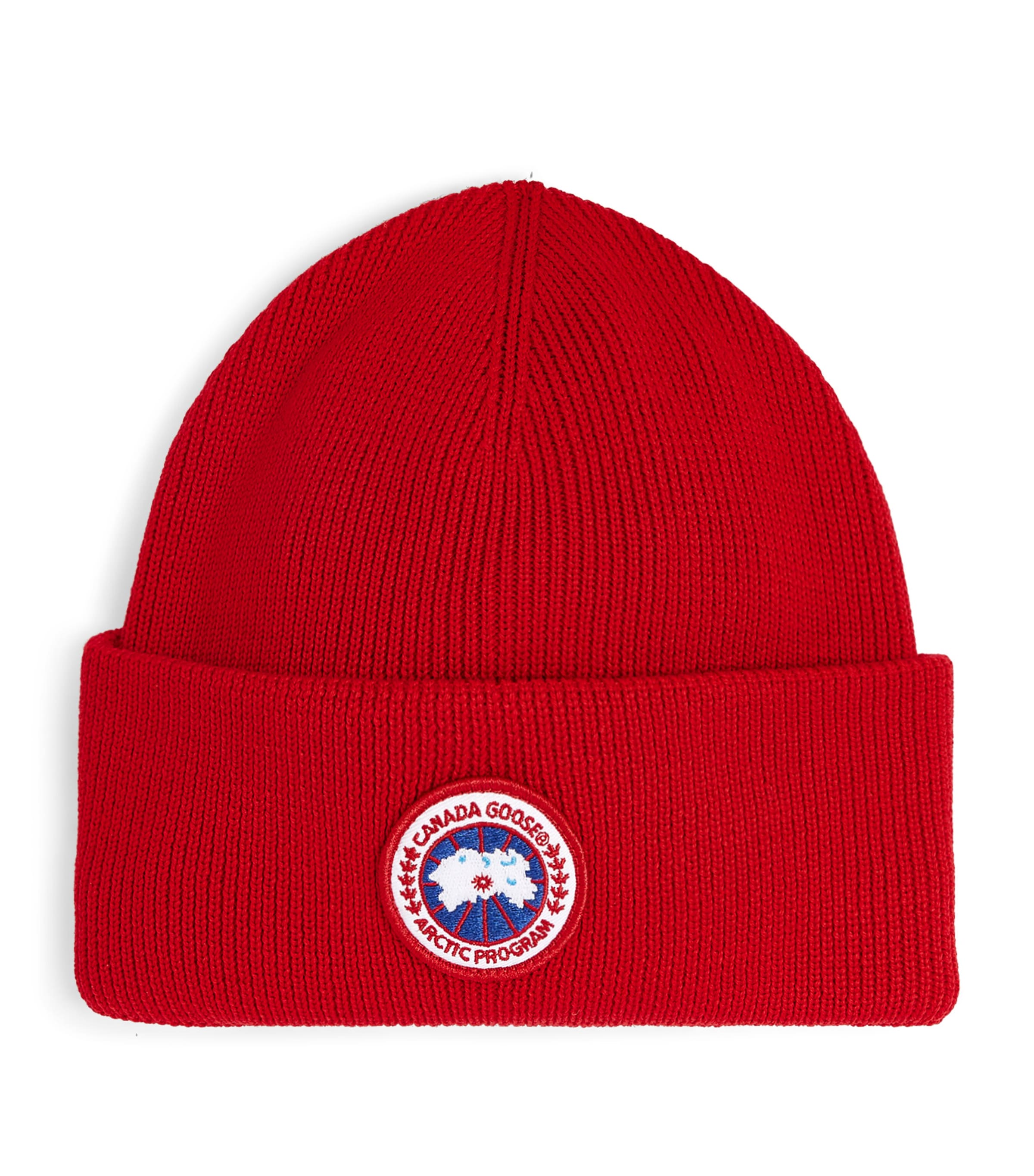 Canada Goose Kids' Merino Wool Logo Hat In Red