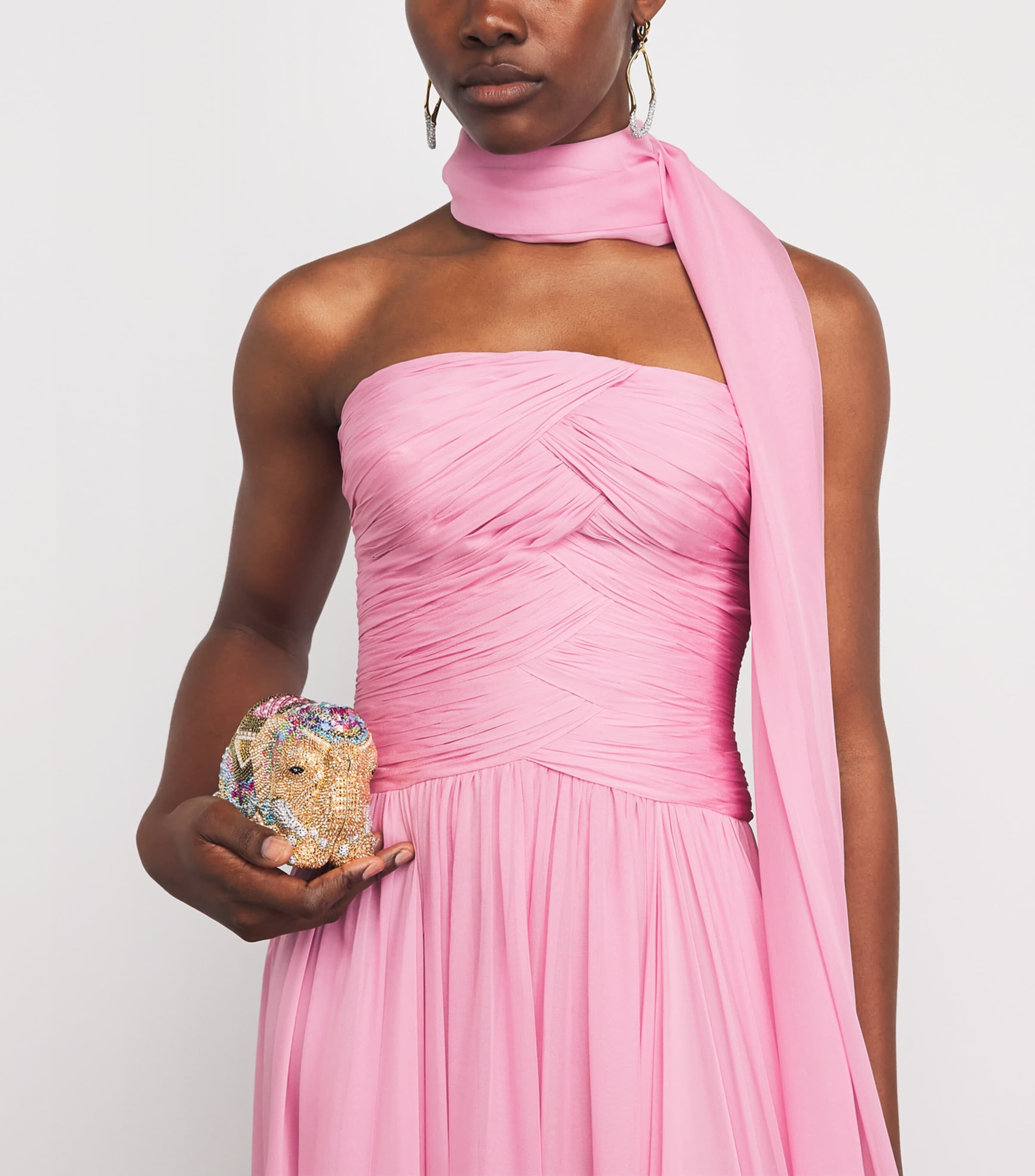 Zuhair Murad Womens Silk Chiffon Strapless Gown Cradle Pink Image 3