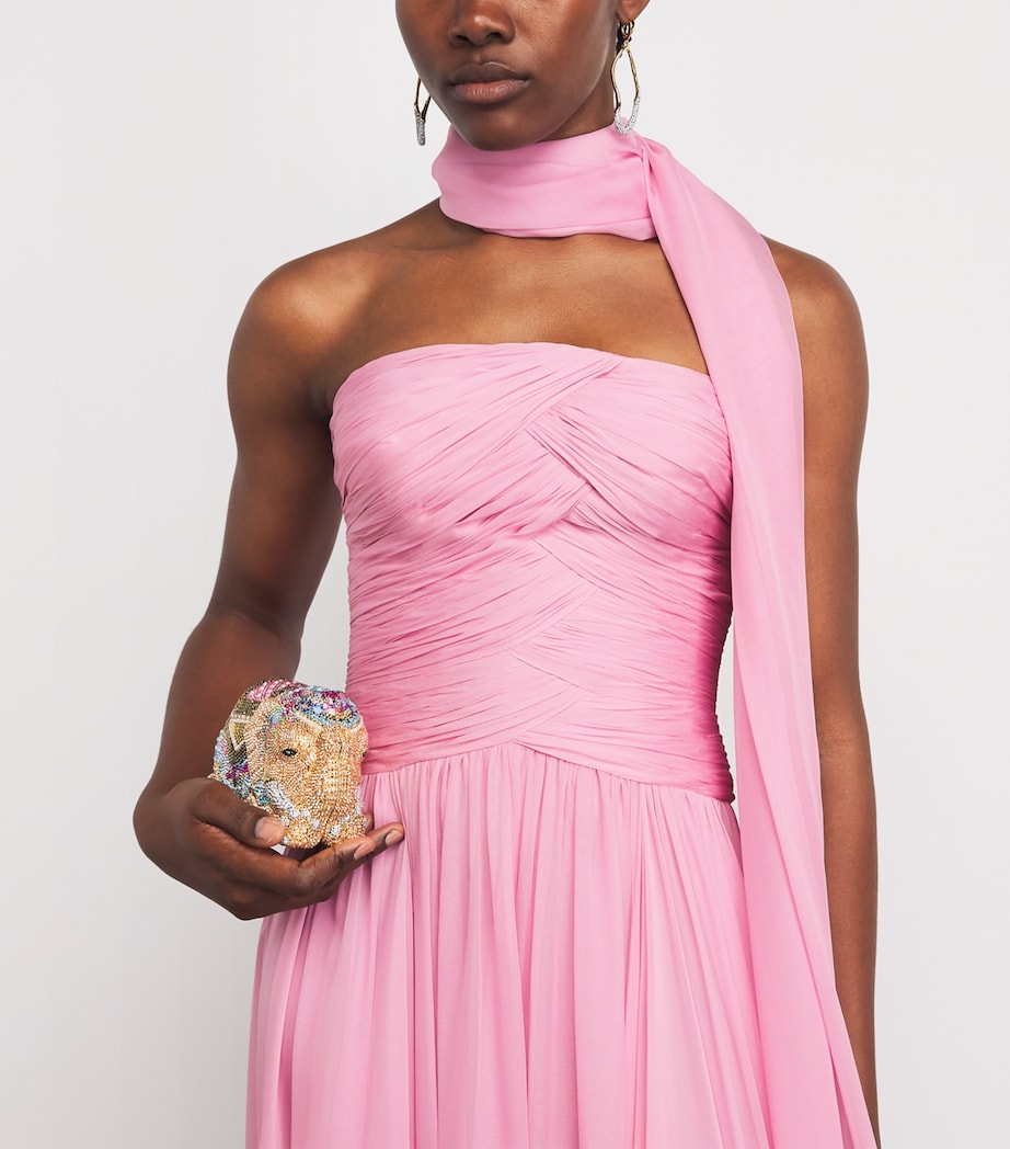 Zuhair Murad Womens Silk Chiffon Strapless Gown Cradle Pink Image 3