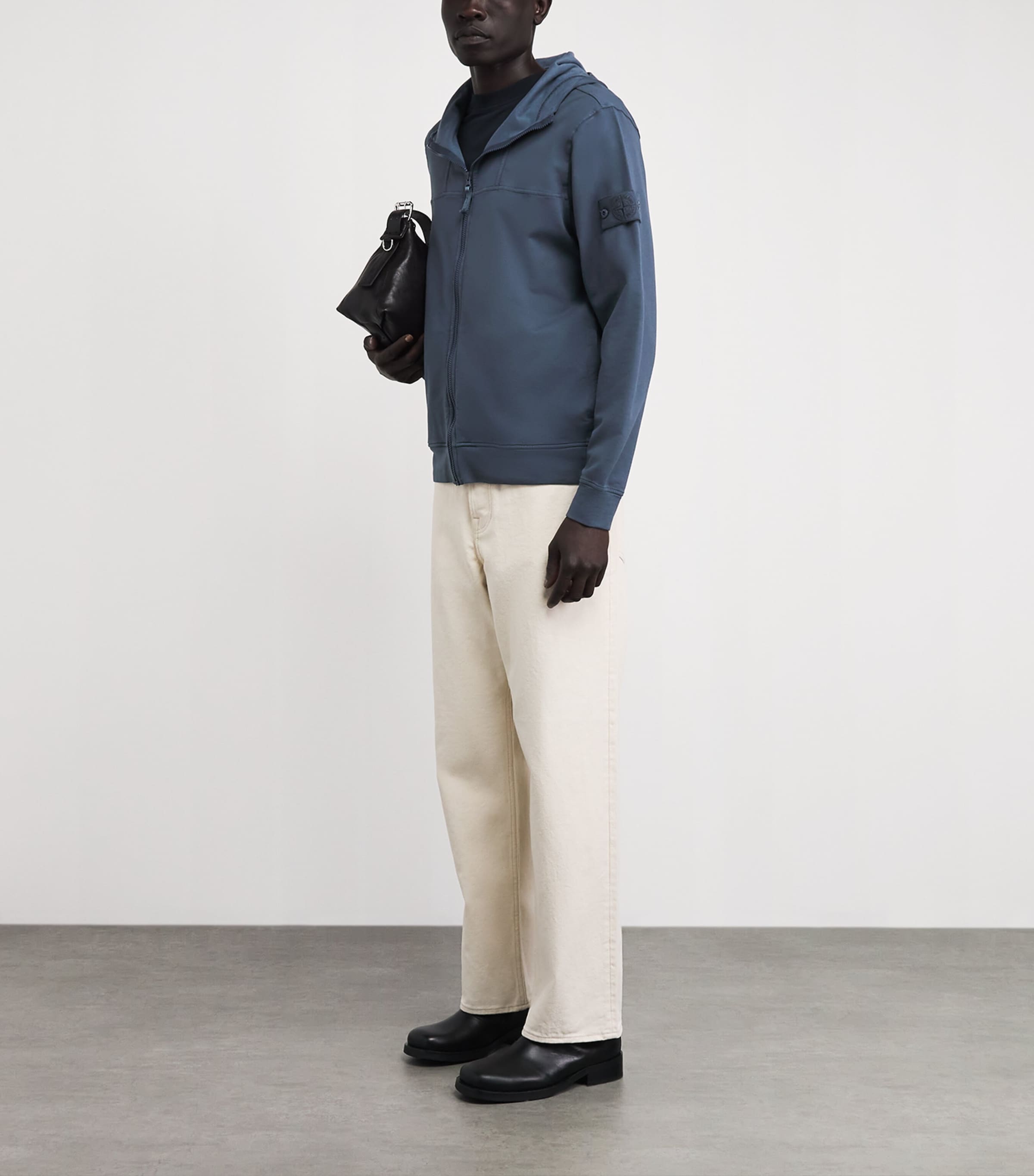 Stone Island Mens Cotton-Blend Ghost Zip-Up Hoodie Image 2