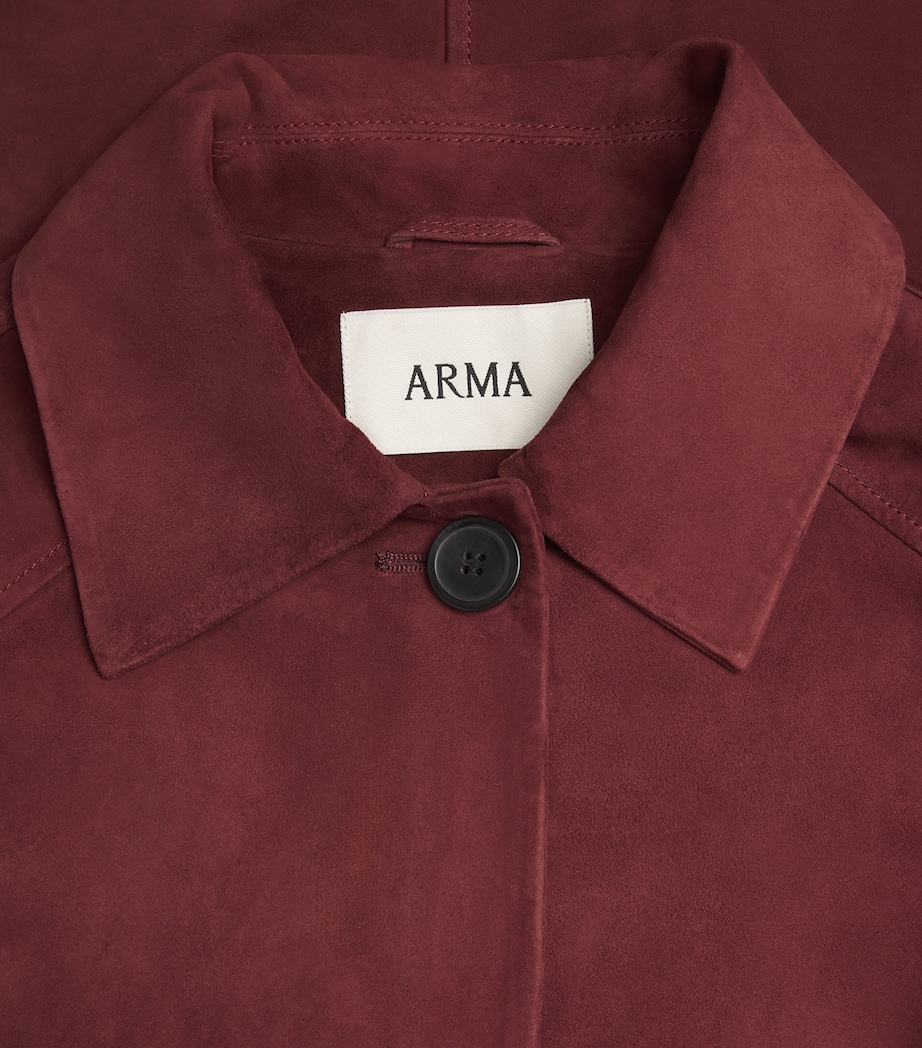 Arma Womens Suede Judy Trench Coat Mahogany Image 6