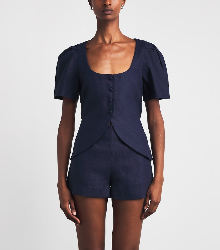 Faithfull The Brand Womens Linen Emma Vest Navy Image 4