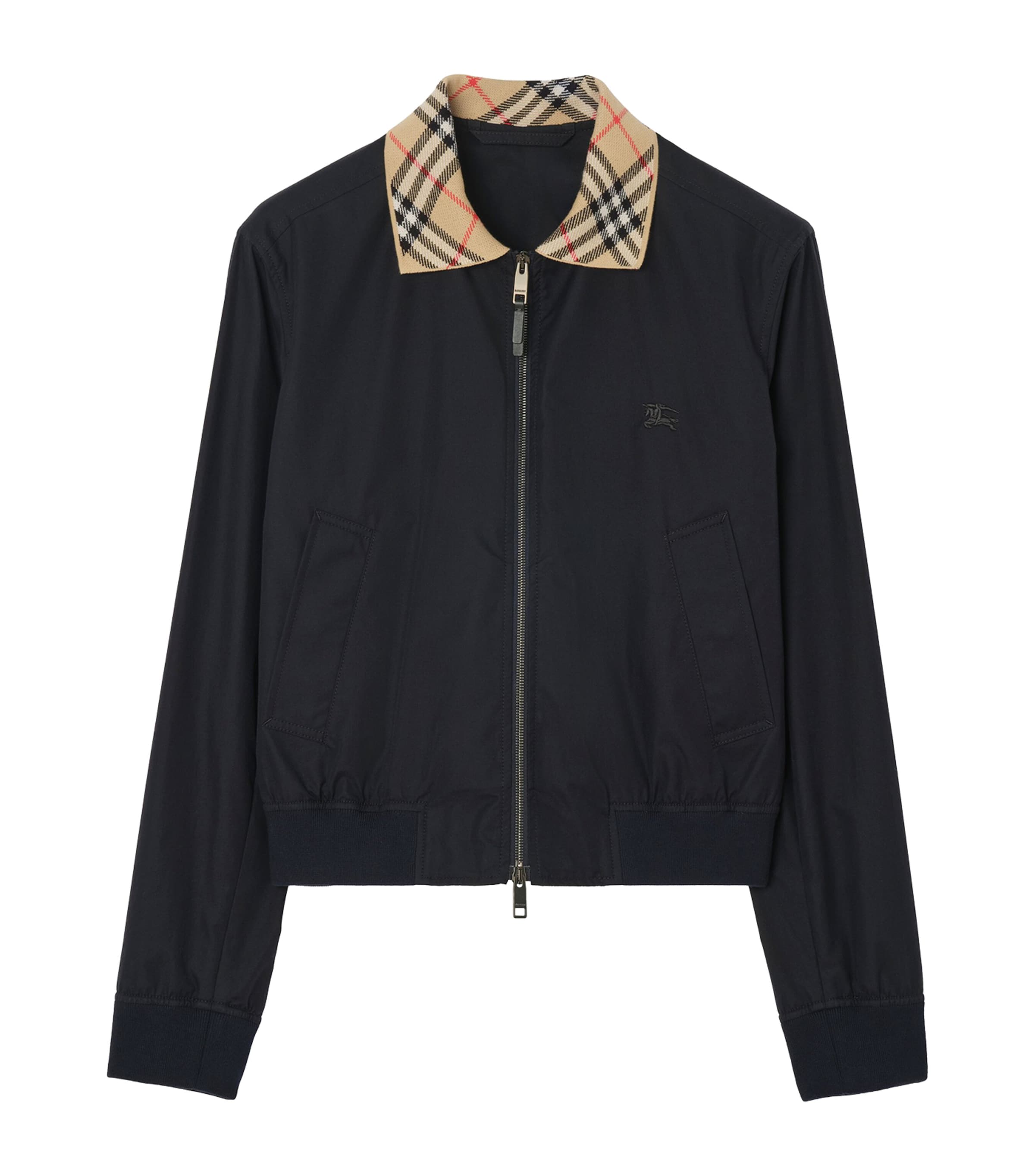 Burberry Mens Gabardine Glenfields Harrington Jacket Navy Image 1