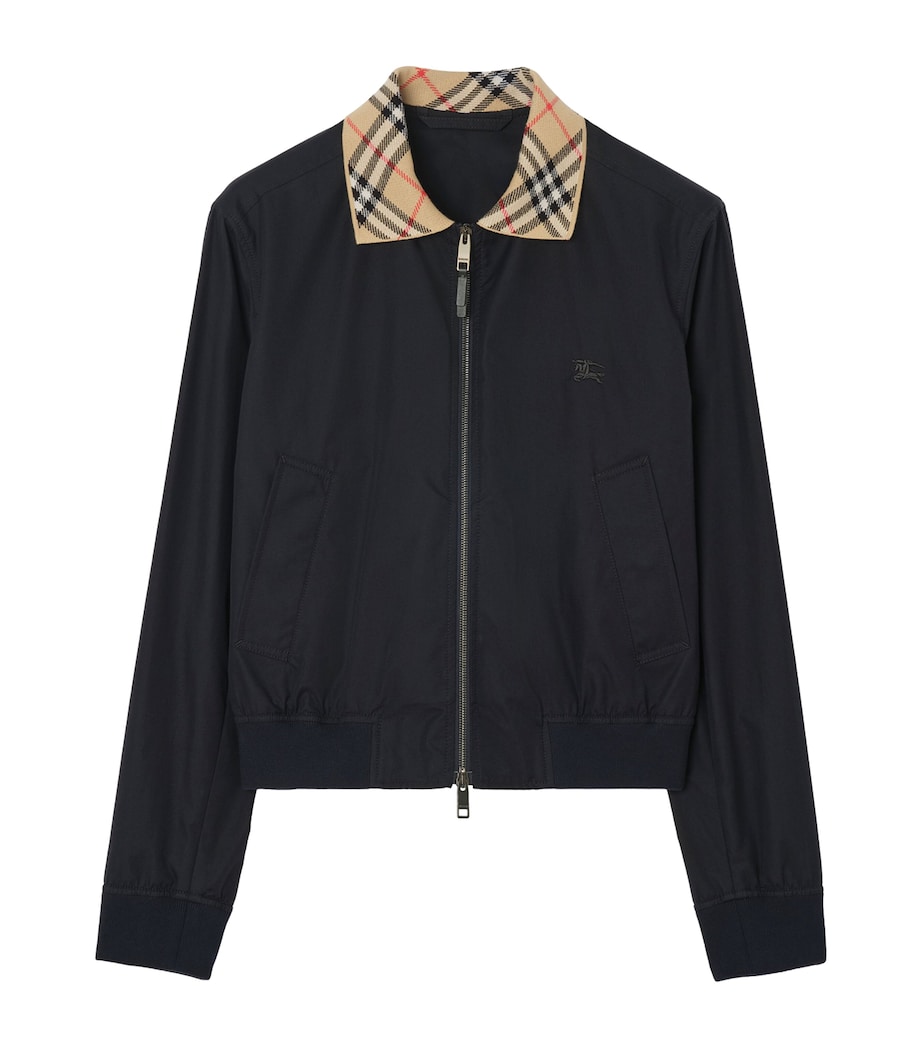 Burberry Mens Gabardine Glenfields Harrington Jacket Navy Image 1