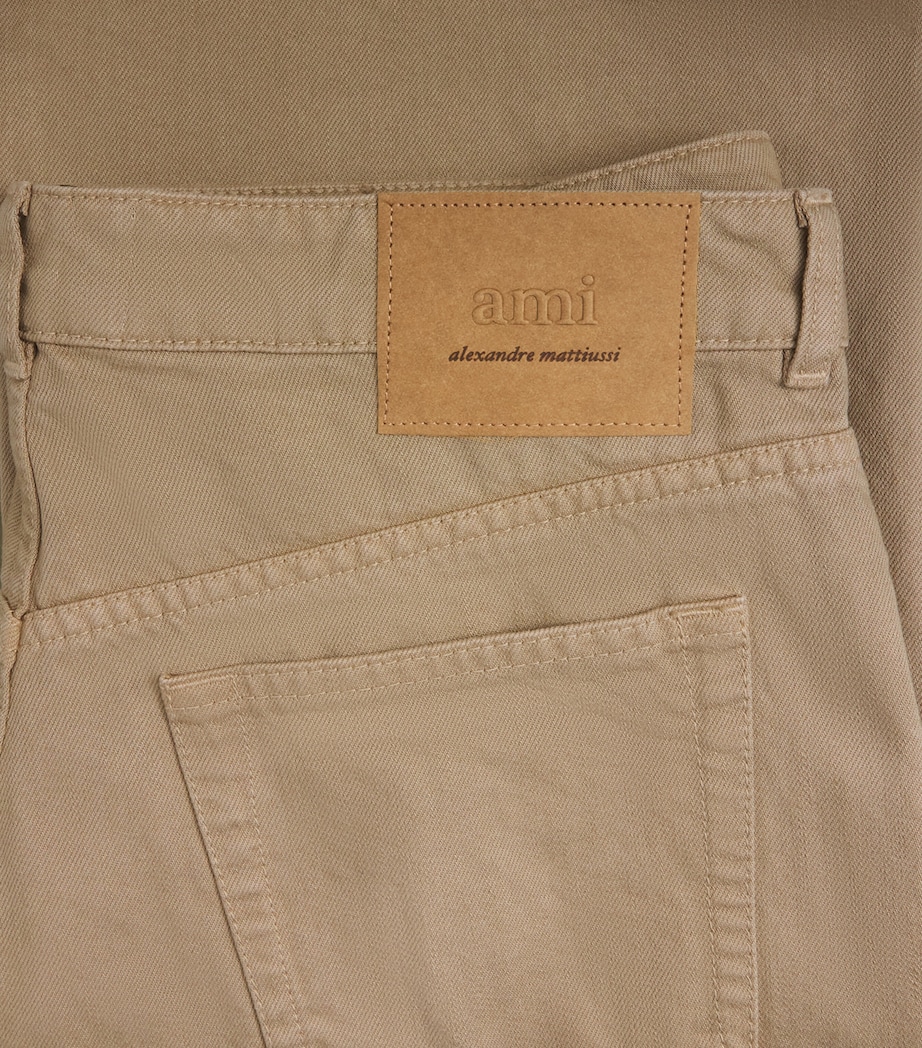 AMI Paris Mens Mid-Rise Large-Fit Jeans Beige Taupe Image 6