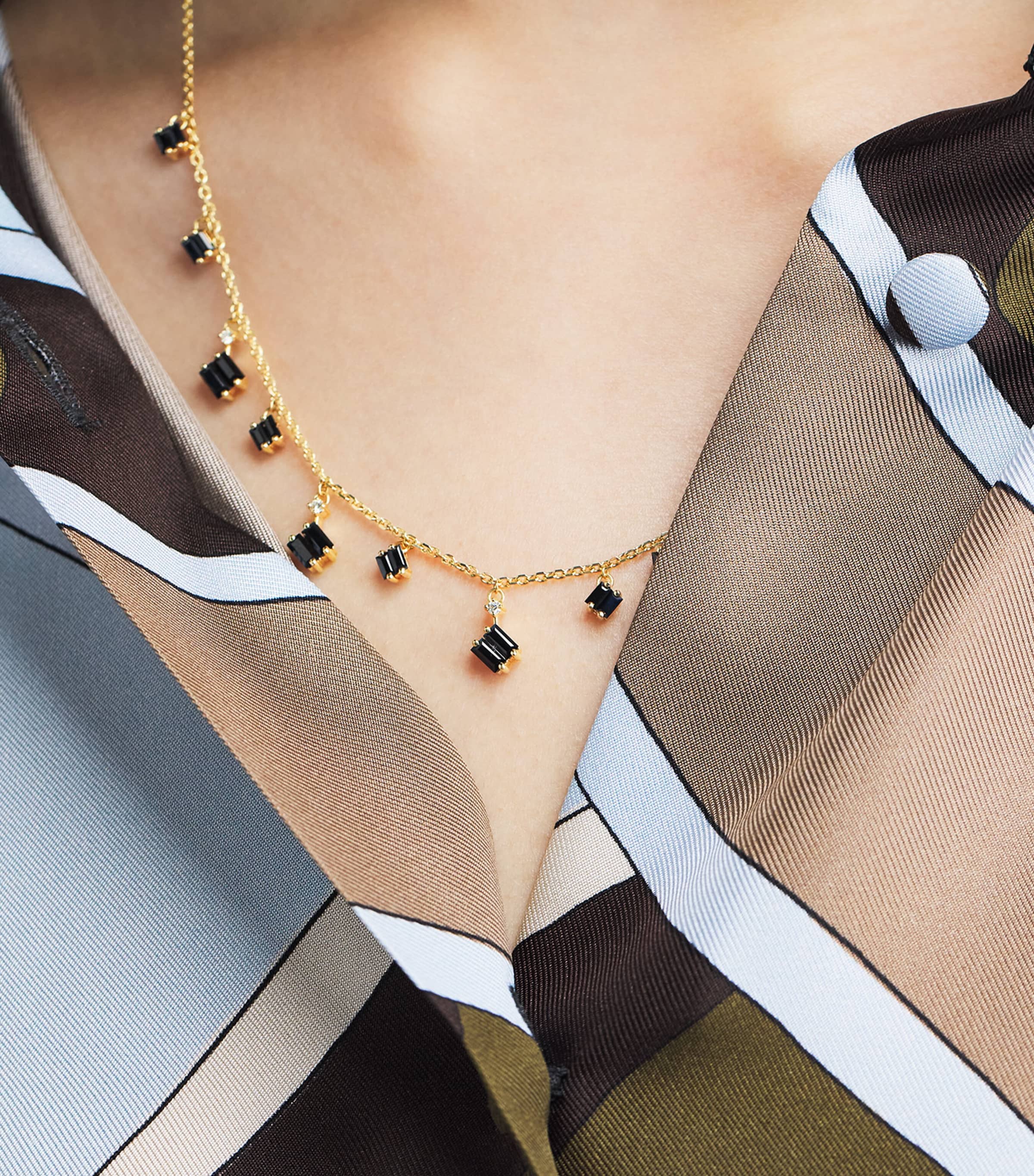 Suzanne Kalan Yellow Gold, Diamond and Sapphire Bold Cascade Necklace Yg/bs Image 2