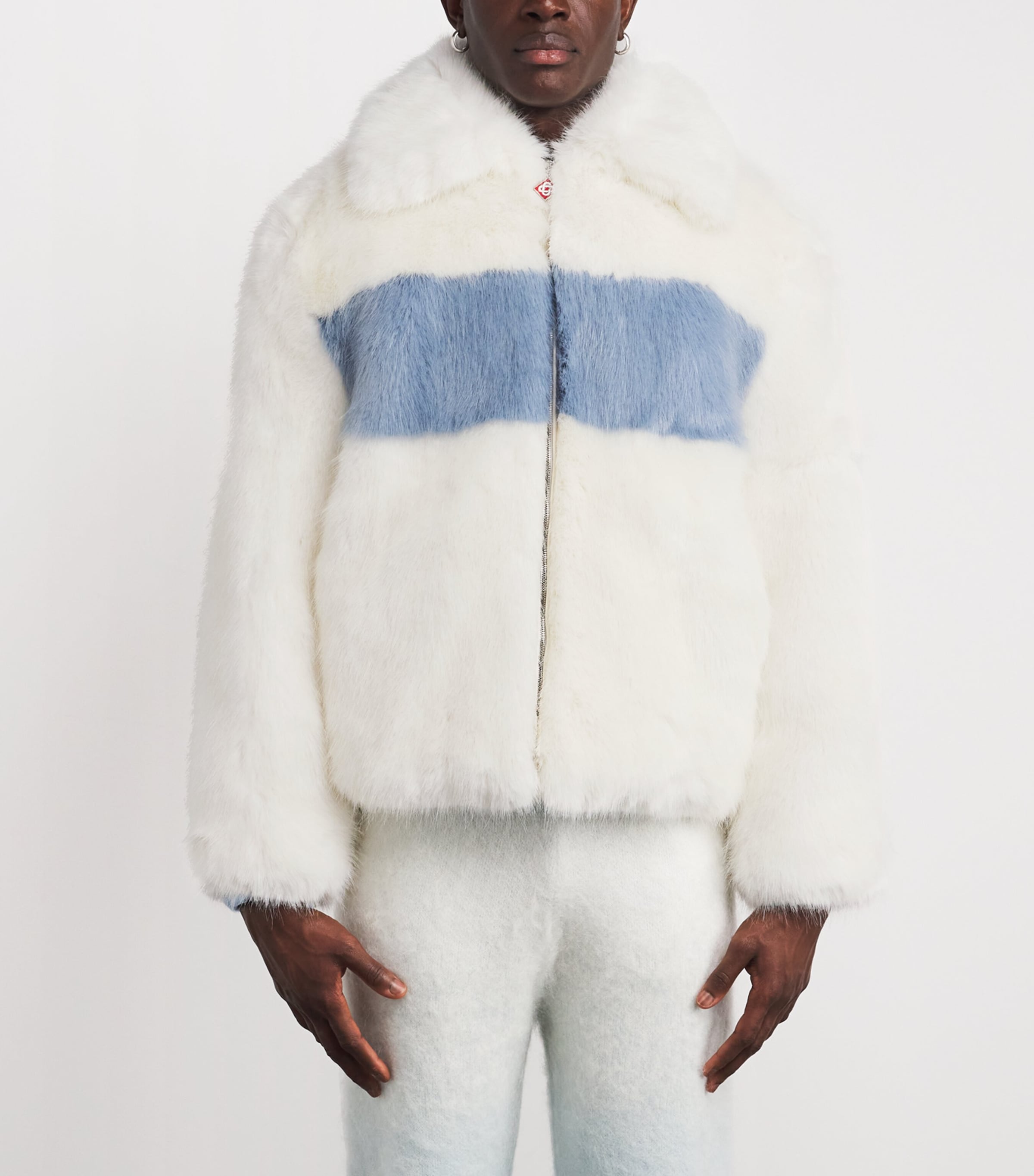 Faux Fur Contrast Coat WHITE Image 3