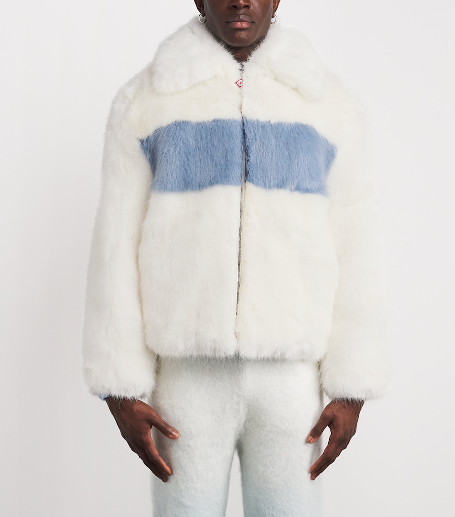 Faux Fur Contrast Coat WHITE Image 3