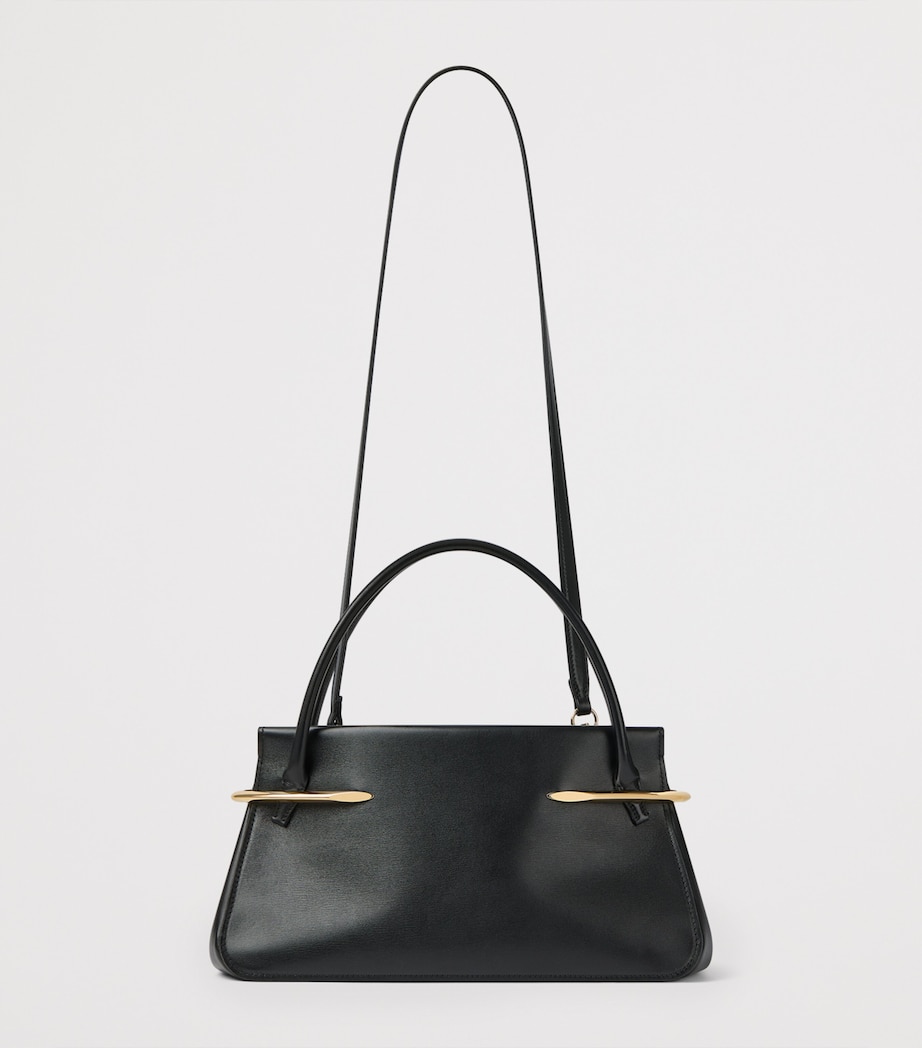 Medium Leather Pinch Top-Handle Bag BLACK Image 4
