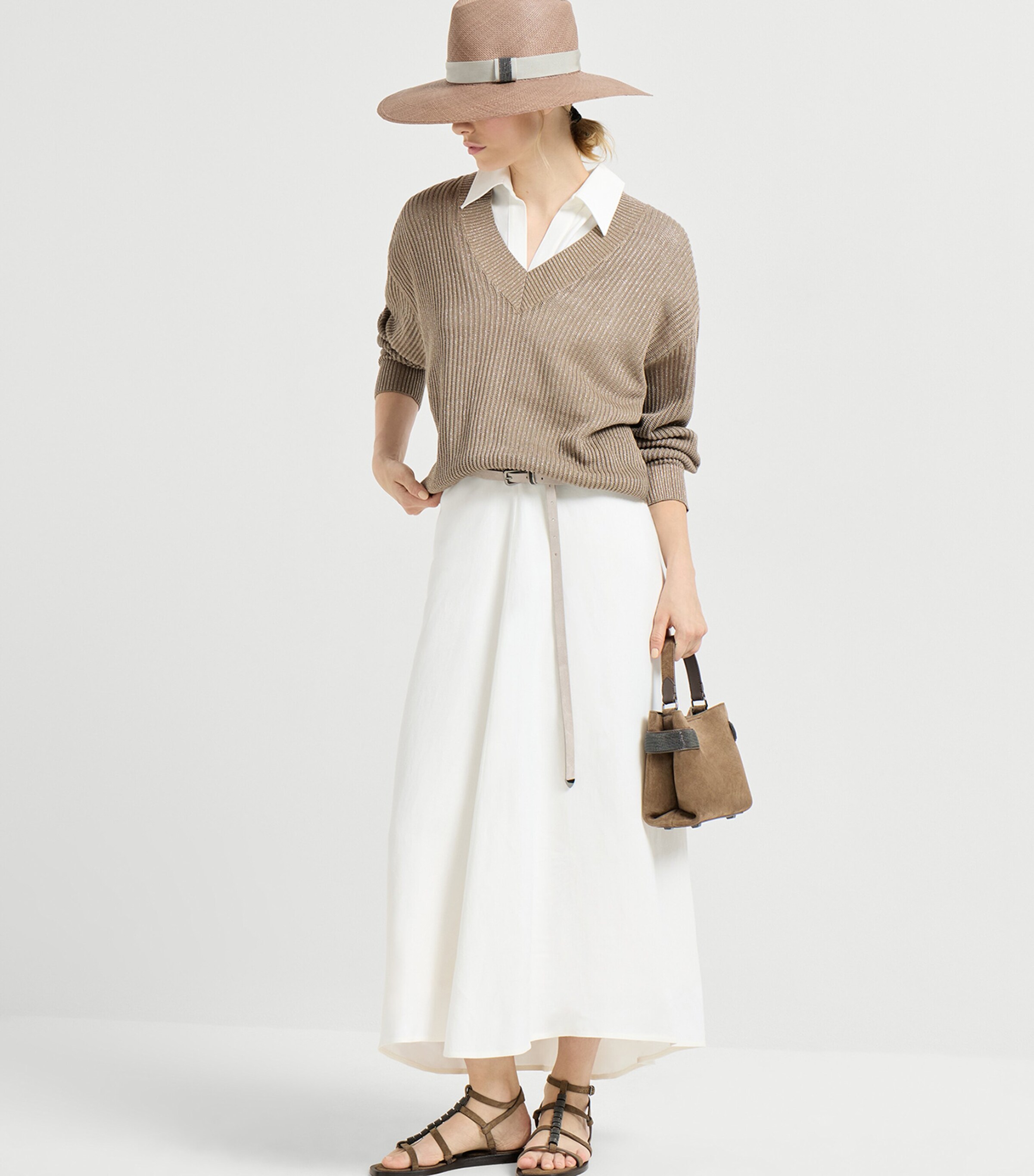 Brunello Cucinelli Womens Twill Maxi Dress Image 2