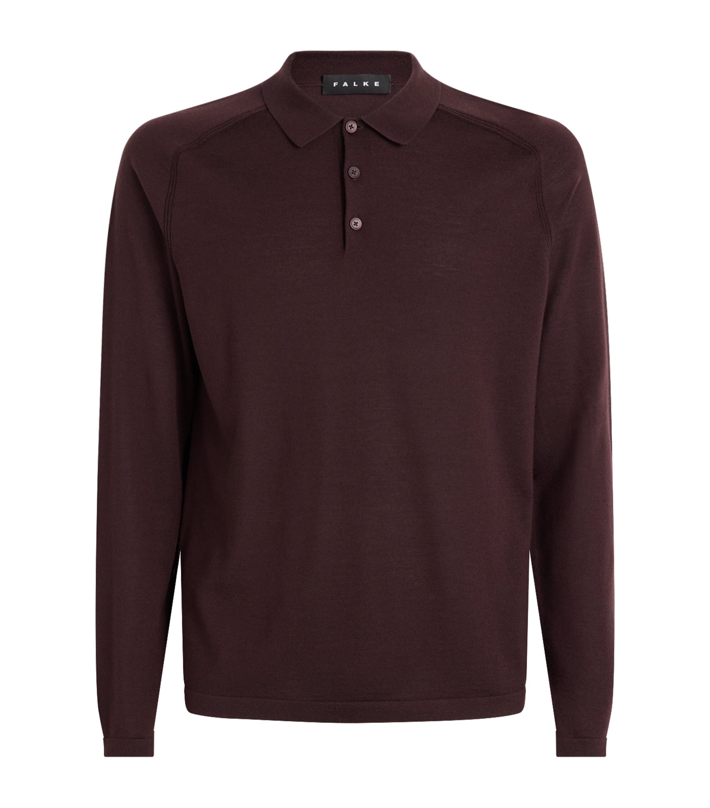 Falke Mens Ultrafine Merino Wool Polo Shirt Dark Choco Image 1