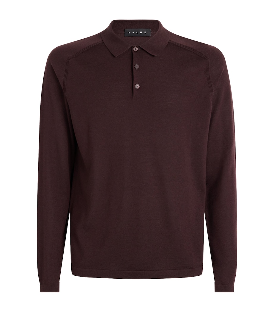 Falke Mens Ultrafine Merino Wool Polo Shirt Dark Choco Image 1