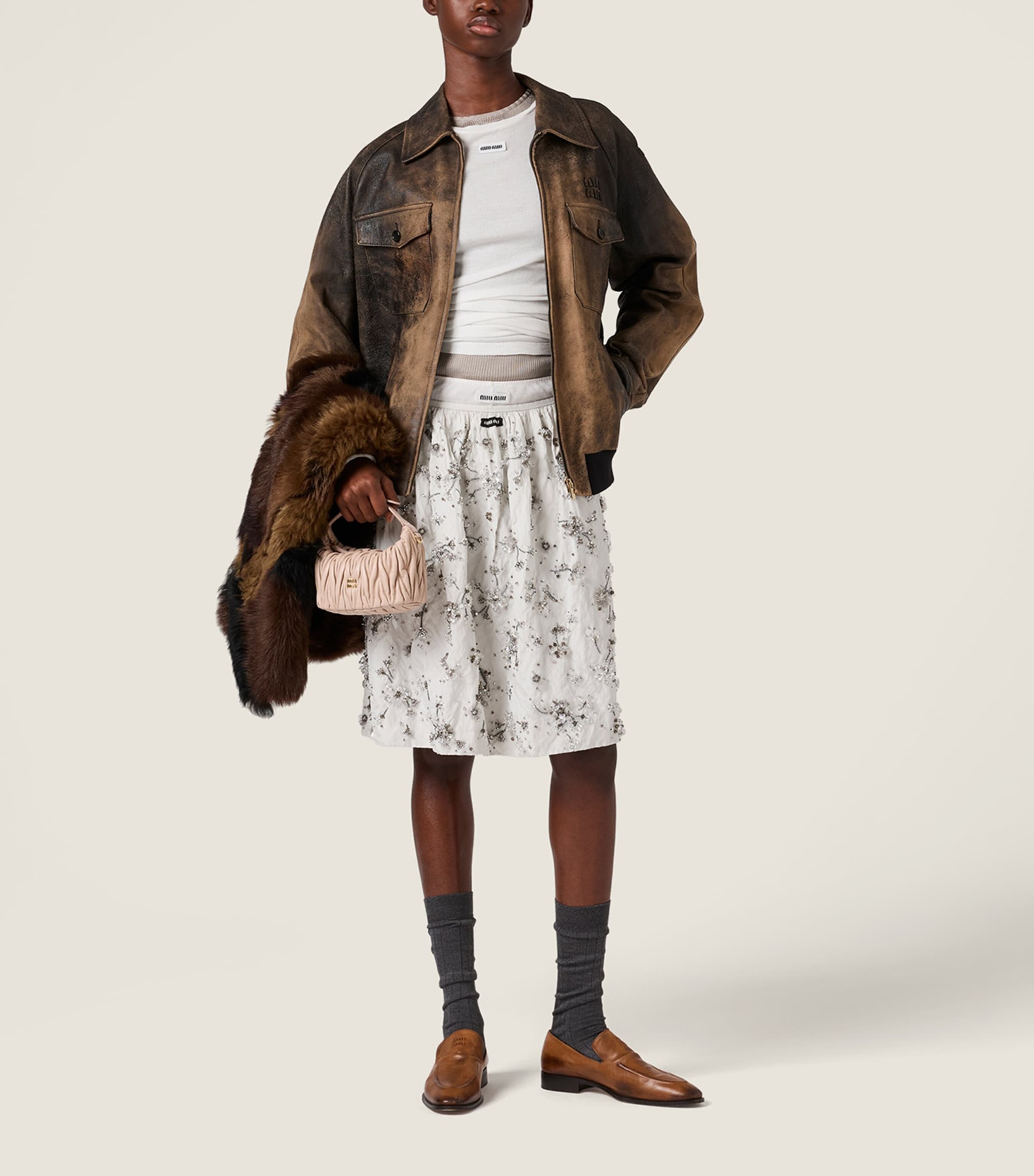 Miu Miu Womens Embroidered Duchesse Mini Skirt Image 2