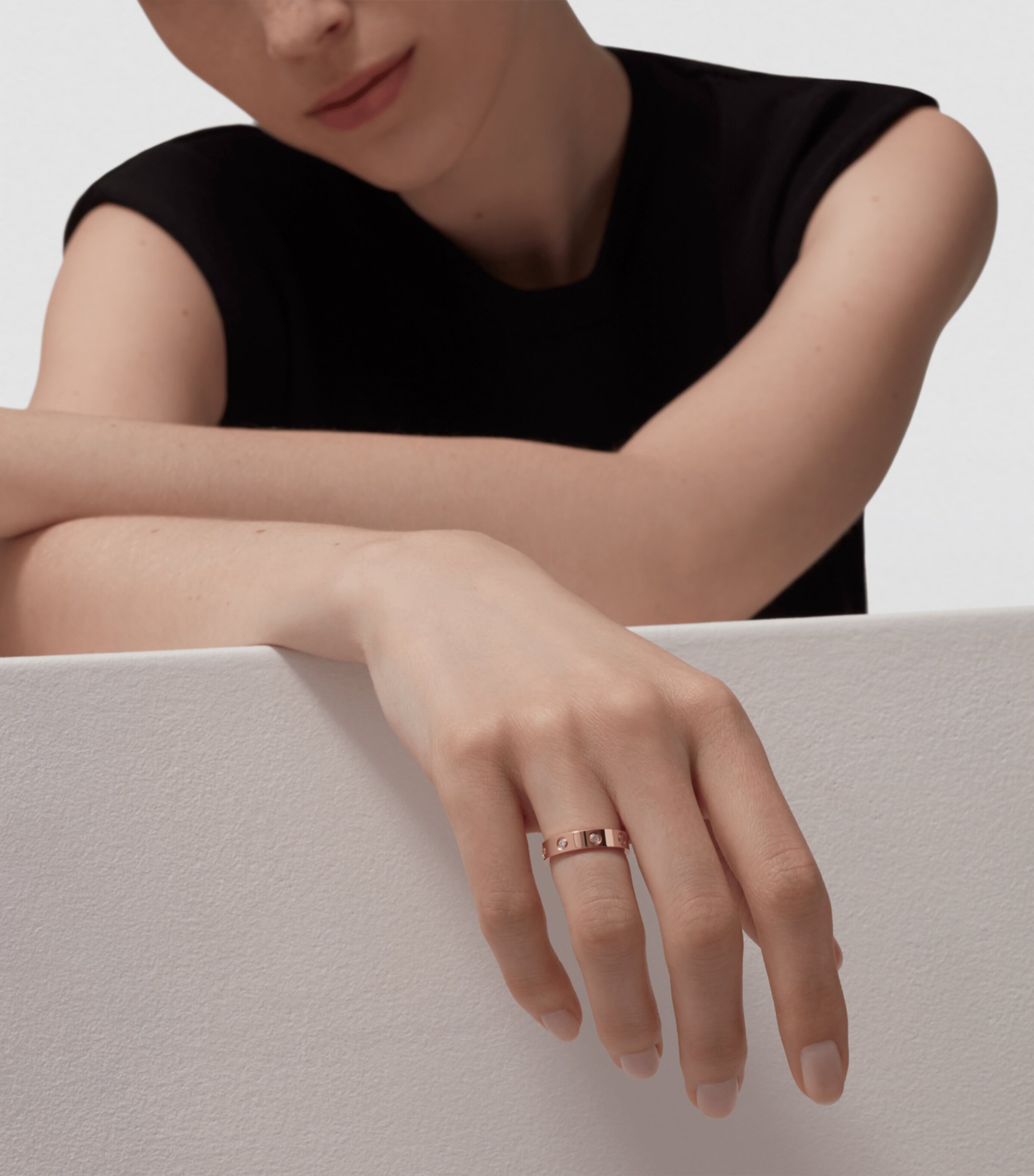 Rose Gold and Diamond LOVE Ring MULTI Image 10