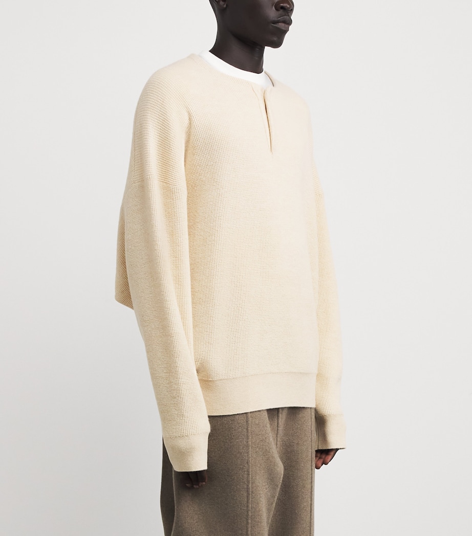 Virgin Wool Henley Sweater BONE Image 3