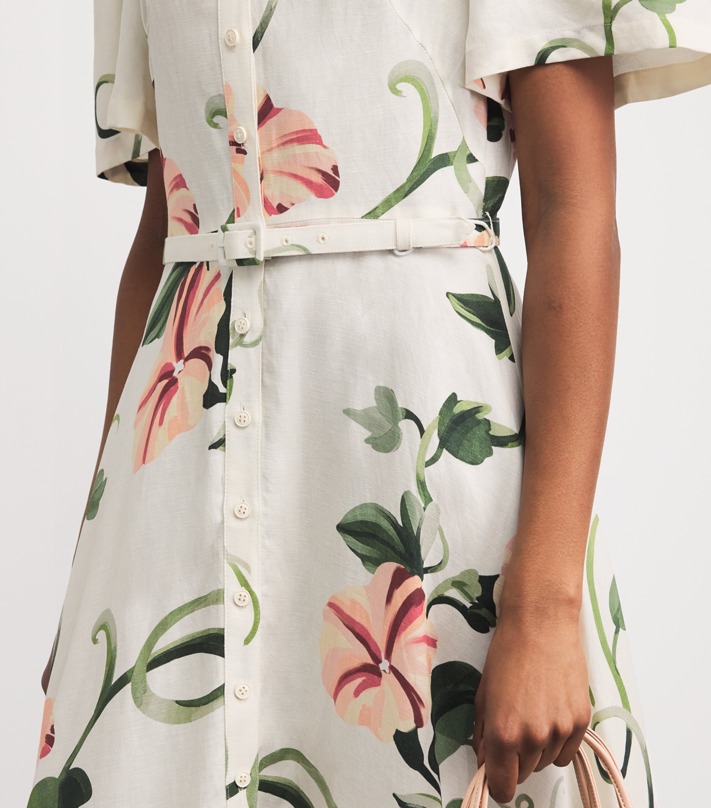 LEO LIN Womens Floral Becca Midi Dress Vine Print In Snow Image 3