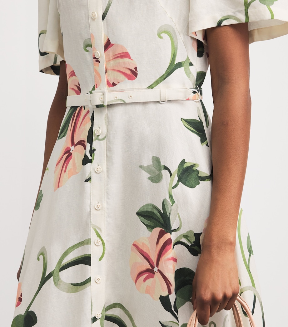 LEO LIN Womens Floral Becca Midi Dress Vine Print In Snow Image 3