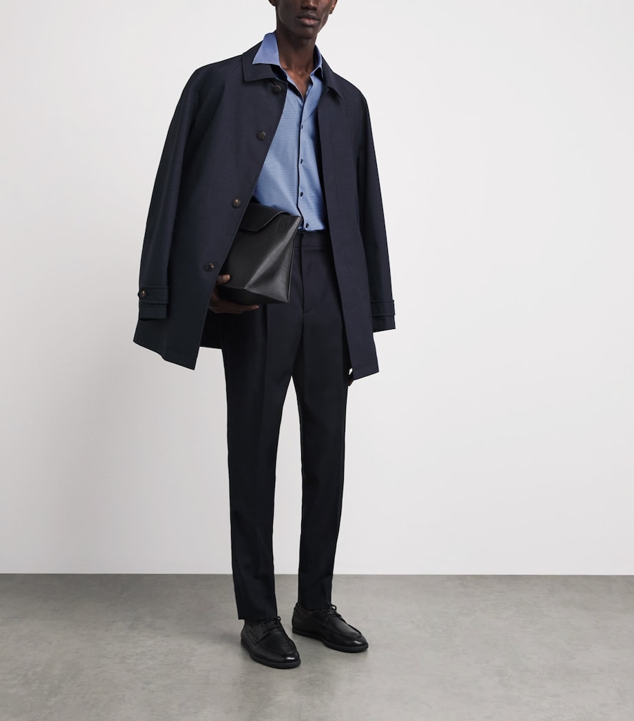 Pal Zileri Mens Jacquard Micro-Pattern Shirt Light Blue Image 2