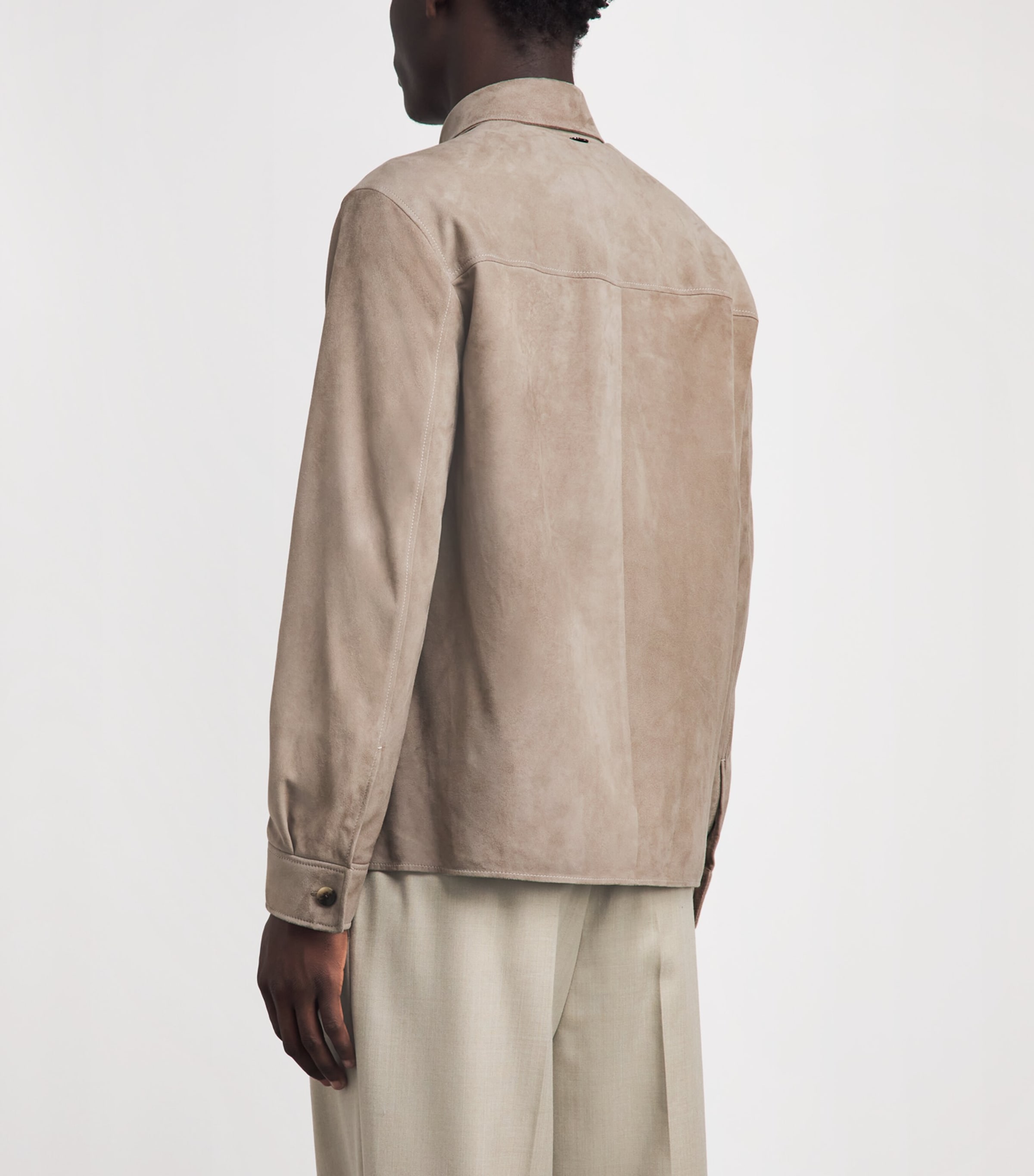 Agnona Mens Suede Overshirt Warm Grey Grey Image 5