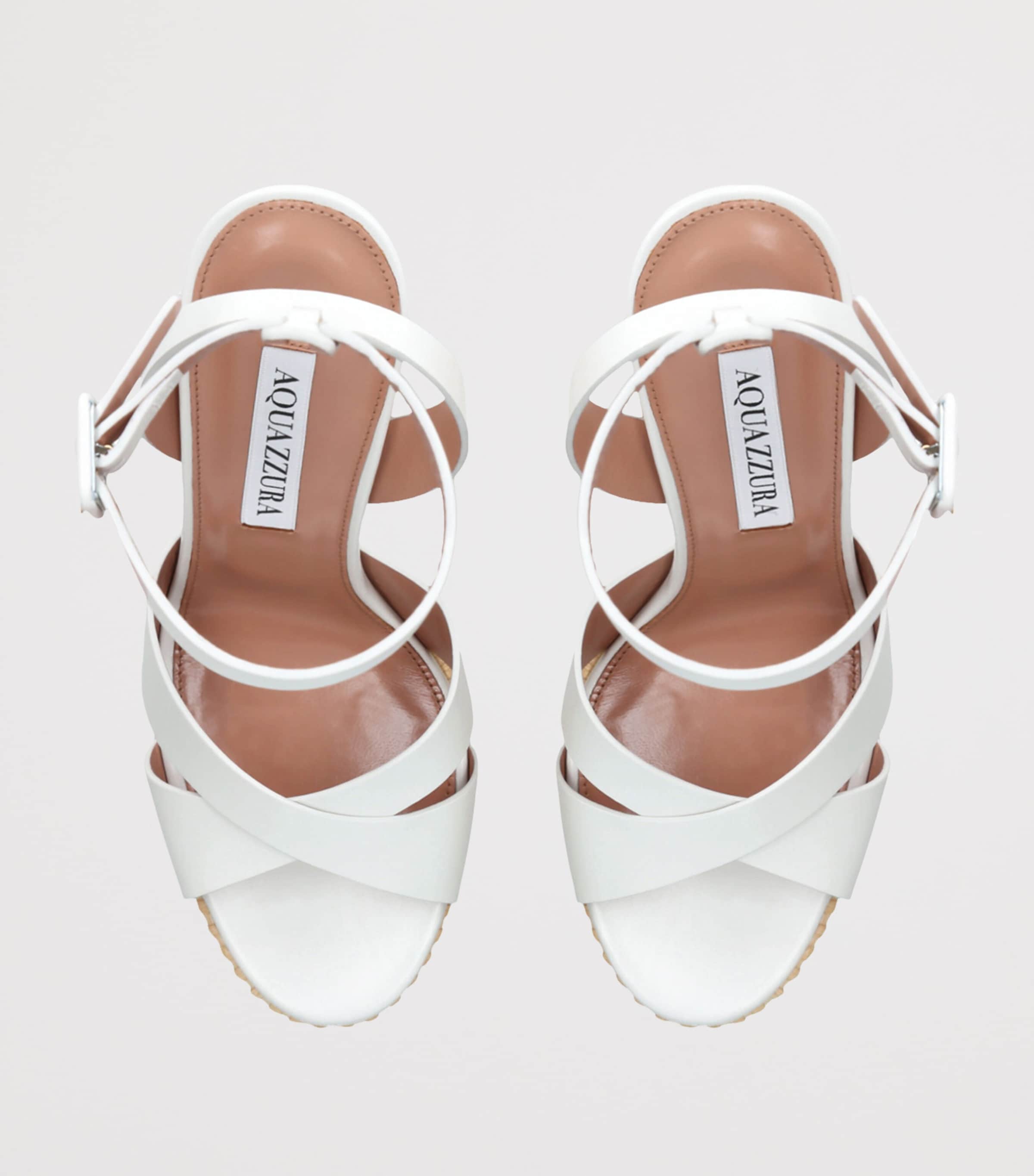Aquazzura Leather Sunseeker Plateau Platform Sandals 140