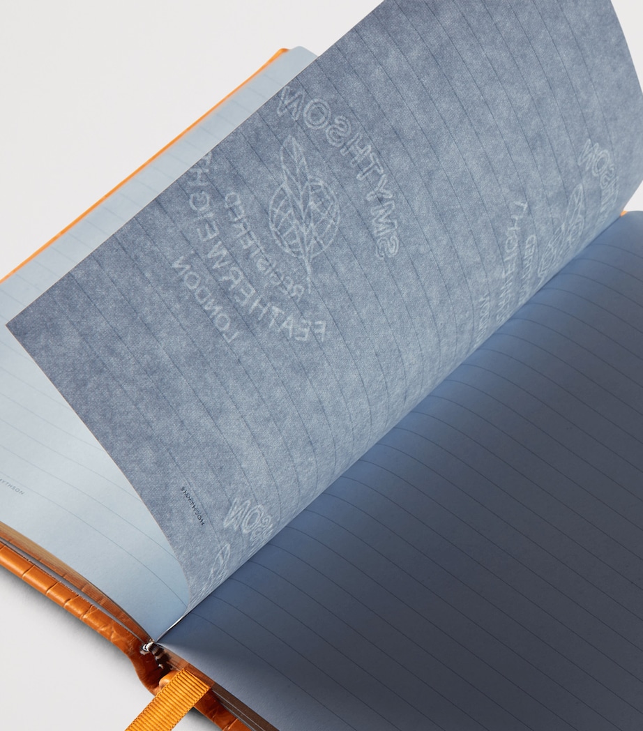 Smythson Mara Leather Croc-Embossed Soho Notebook L Orange Image 4