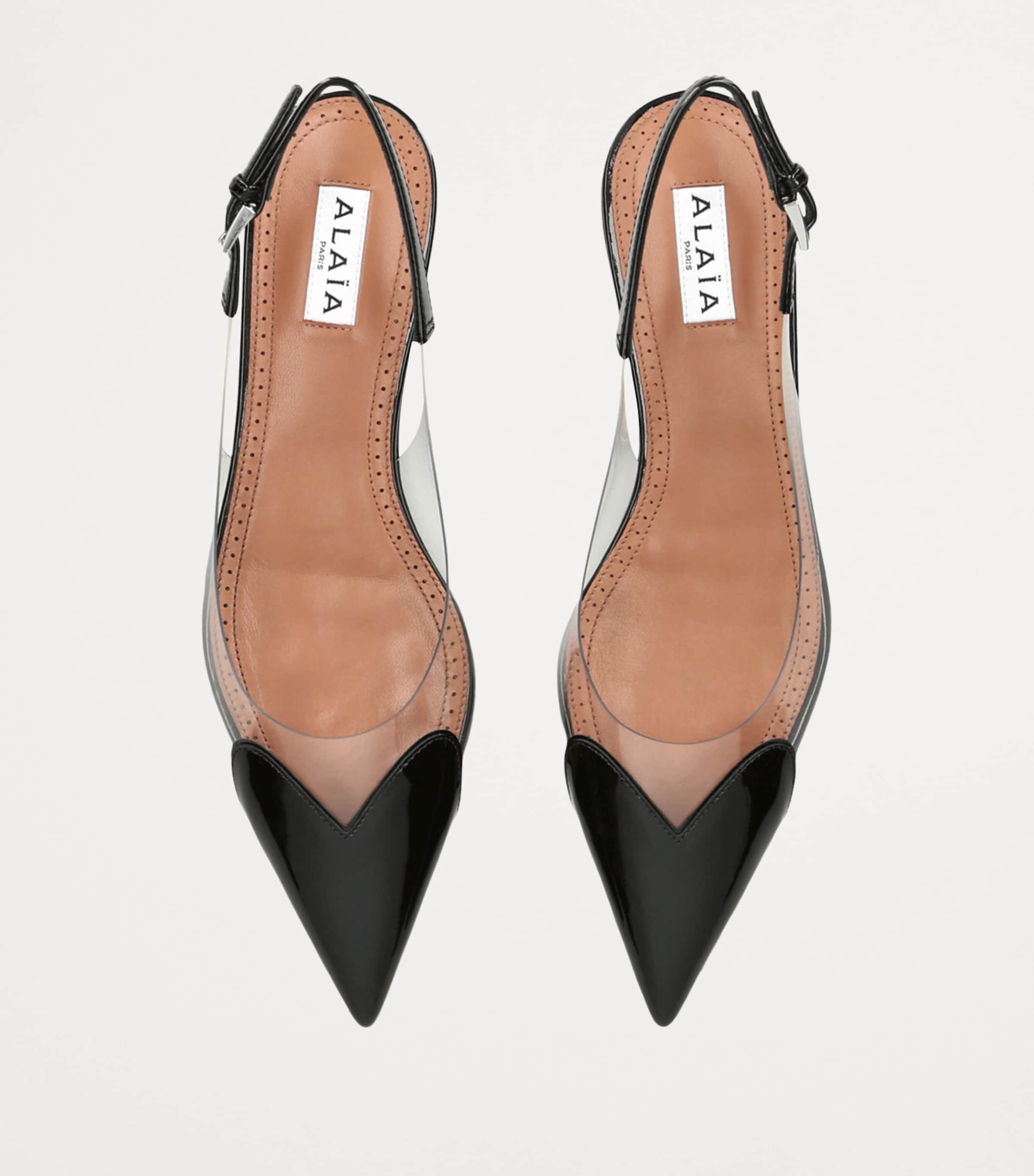 パンプス ALAIA SLINGBACK LE COEUR IN VERNICE E PVC ALAÏA Le Cœur leather and PVC slingback pumps | NET-A-PORTER