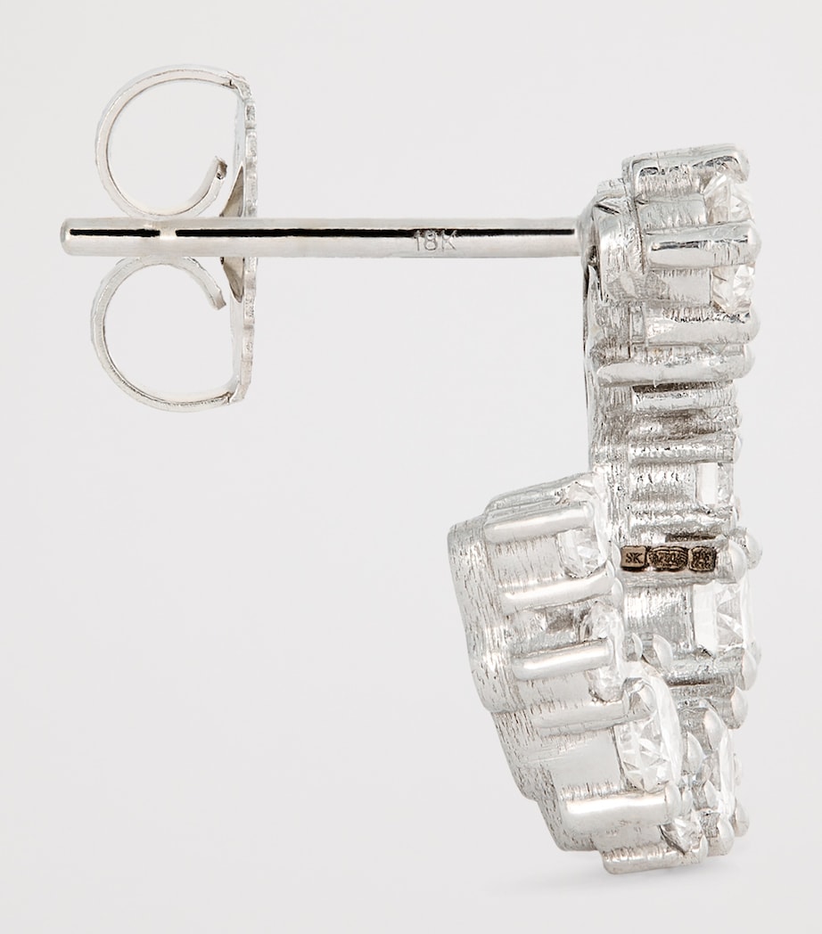 Mini White Gold and Diamond Hoop Earrings 18K WG/WD Image 4