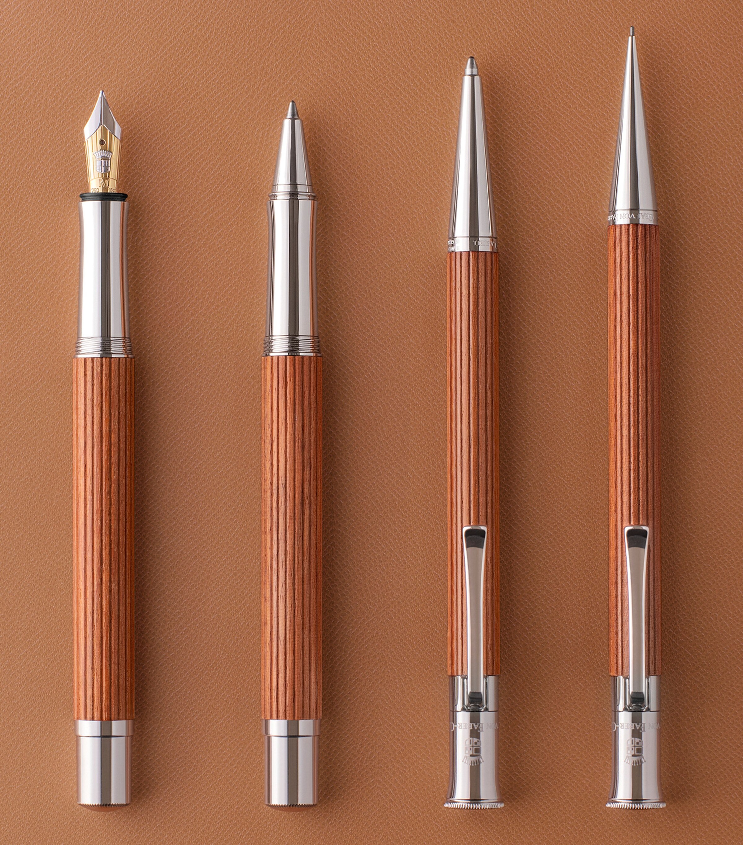 Graf von Faber-Castell Wood and Platinum-Plated Classic Propelling Ballpoint Pen Reddish Brown Wood Image 2